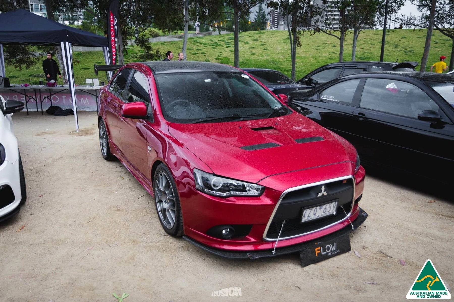 Mitsubishi Lancer CJ Front Splitter with Rods | Flow Designs Australia