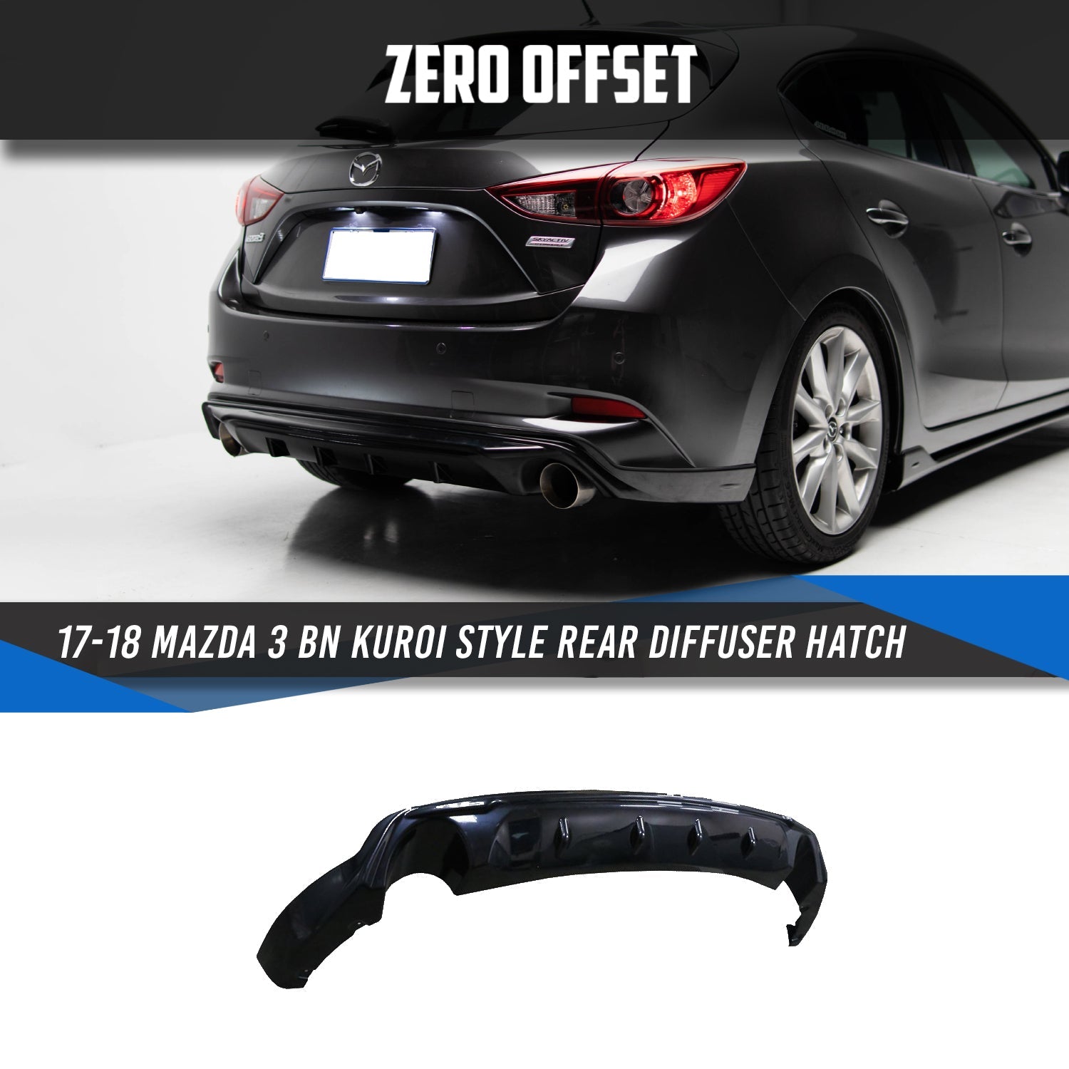 Kuroi Style Rear Diffuser for Mazda 3 BN Hatch 2017-2018