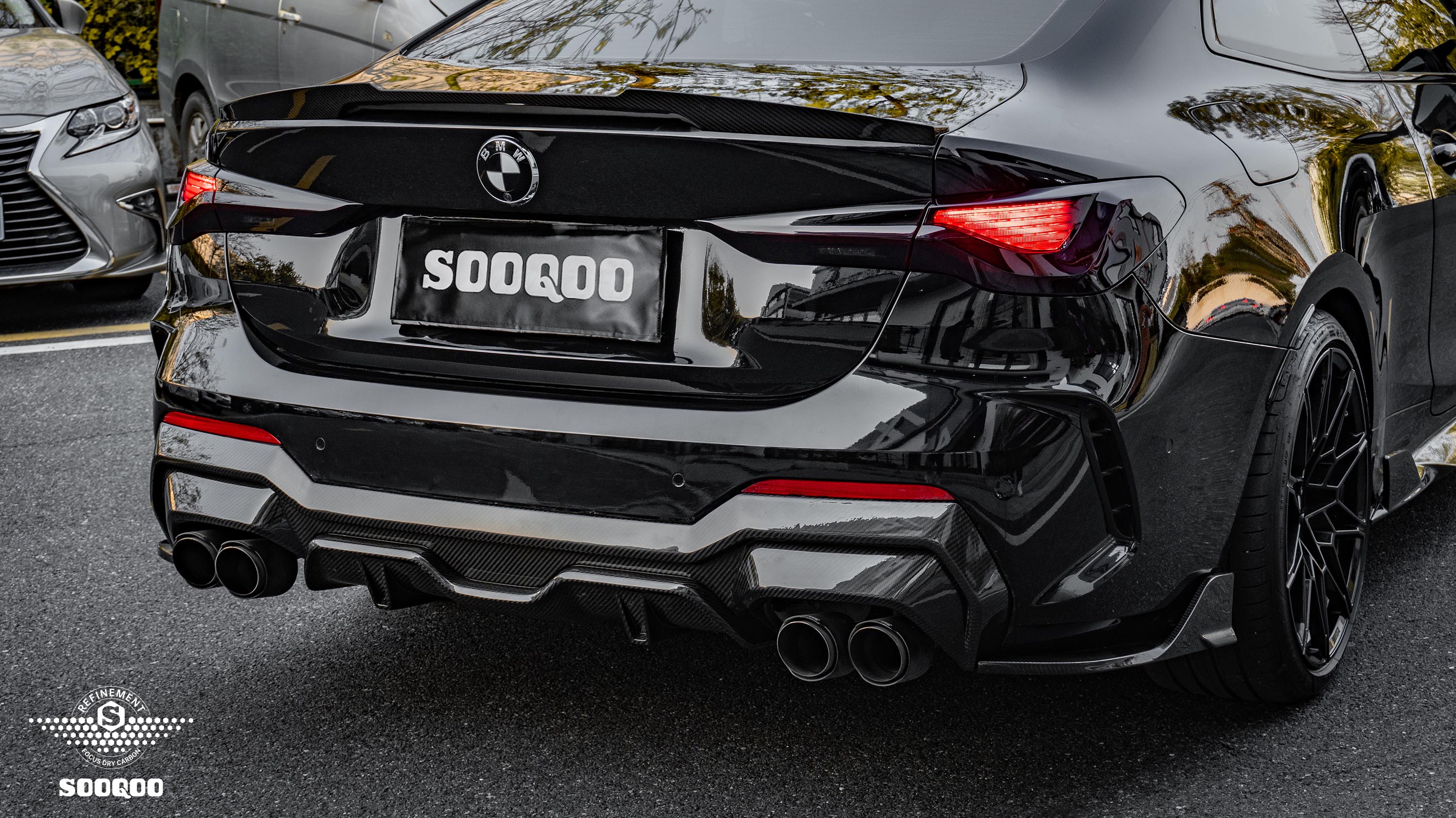 Sooqoo Style Pre Pregged Dry Carbon Fiber Rear Diffuser for BMW 4 Series G22 G23 2020+