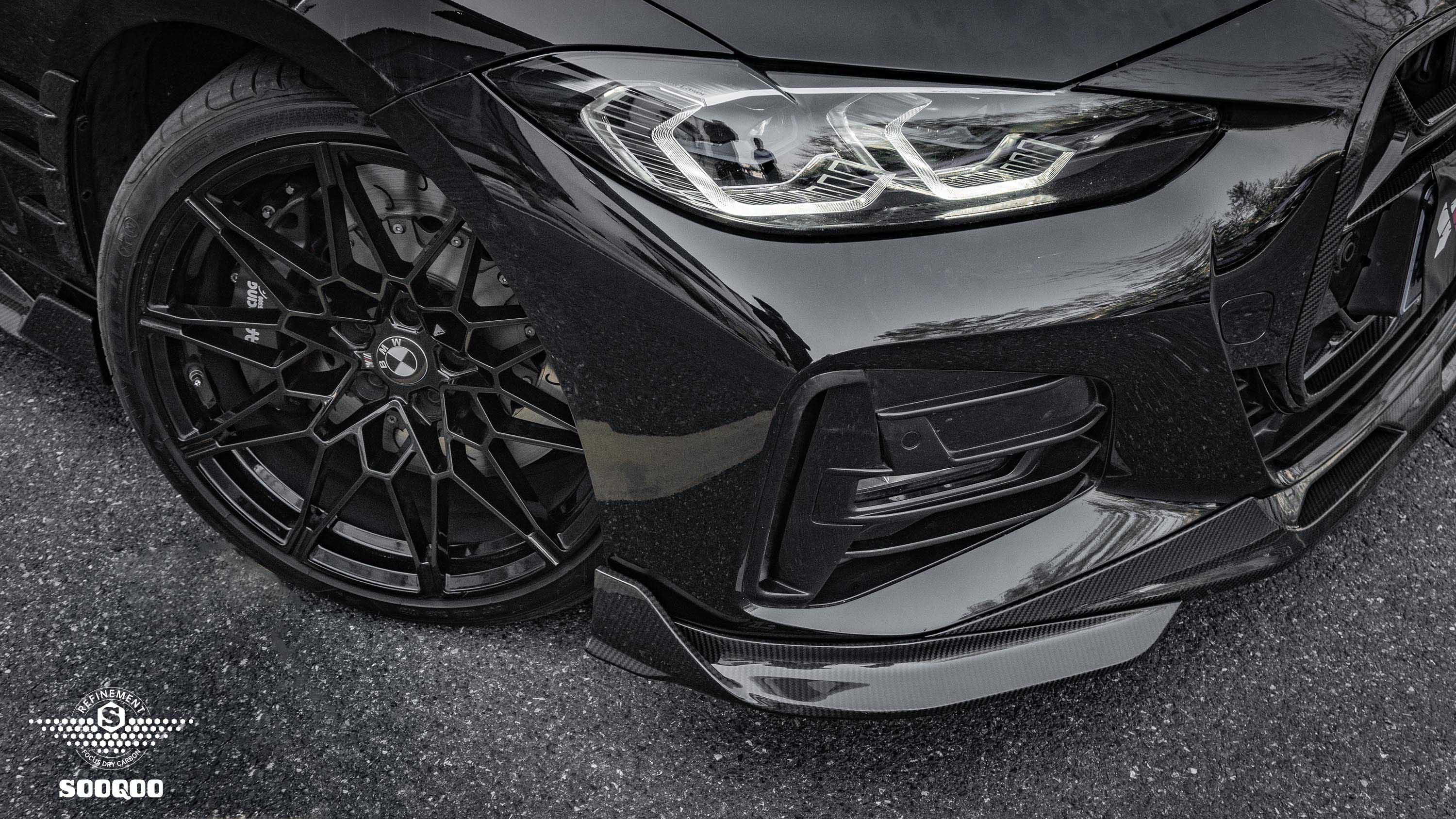 Sooqoo Pre Pregged Dry Carbon Fiber Front Lip for BMW 4 Series G22 G23 2020+