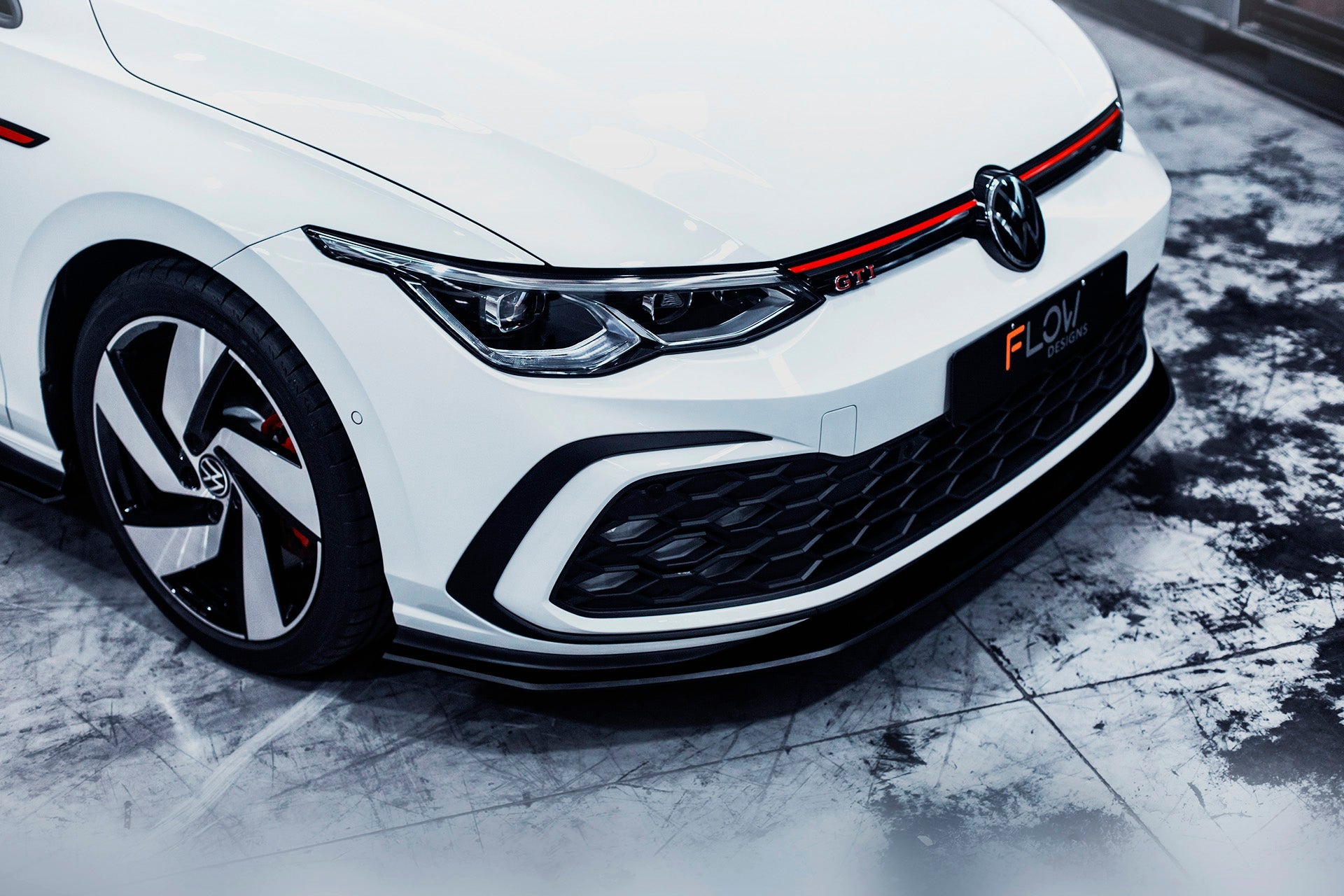 Volkswagen MK8 Golf GTI Front Lip Splitter & Bumper Reinforcement Plate (GLOSS BLACK)