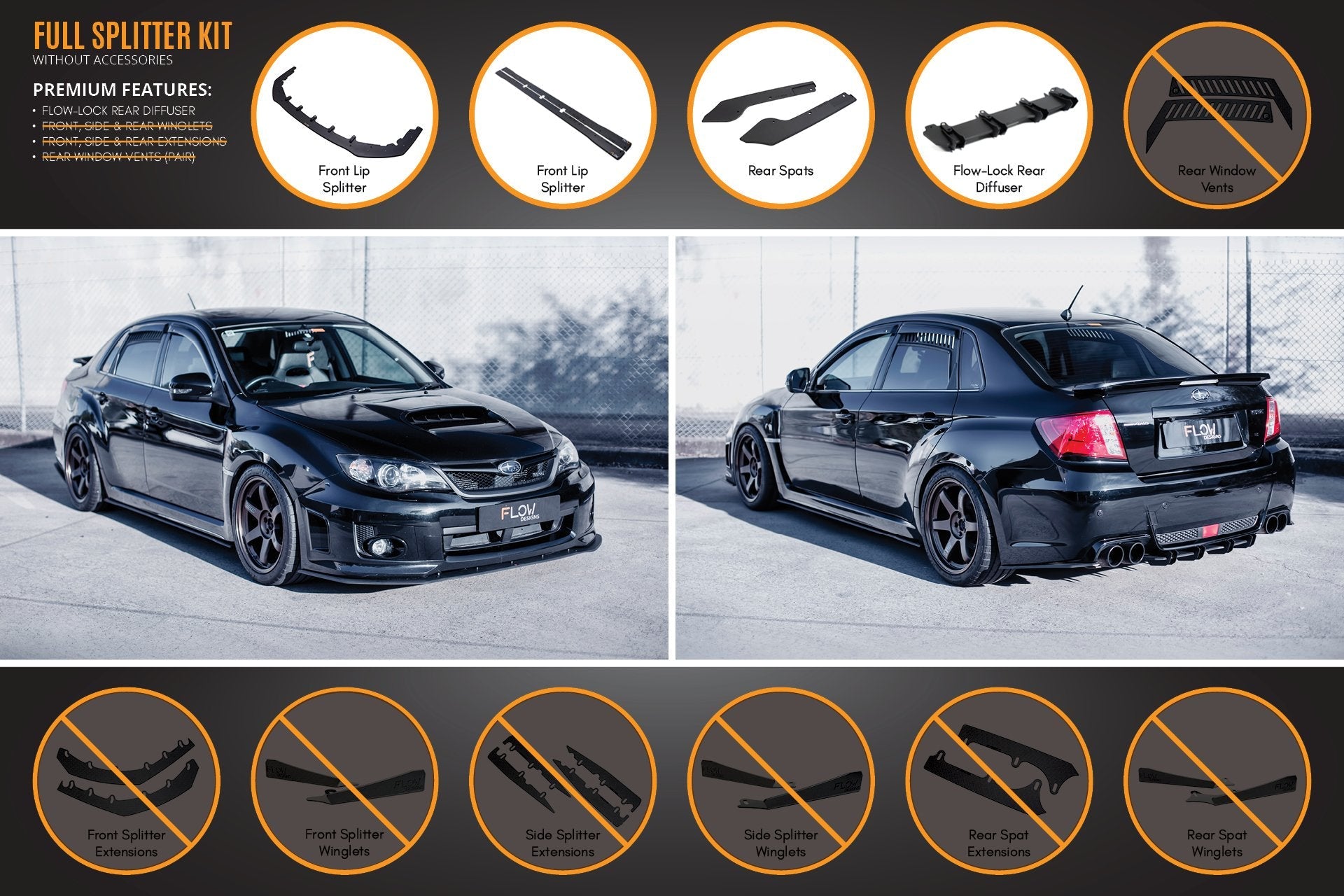 Subaru Impreza WRX / STI G3 Sedan FL Full Lip Splitter Set