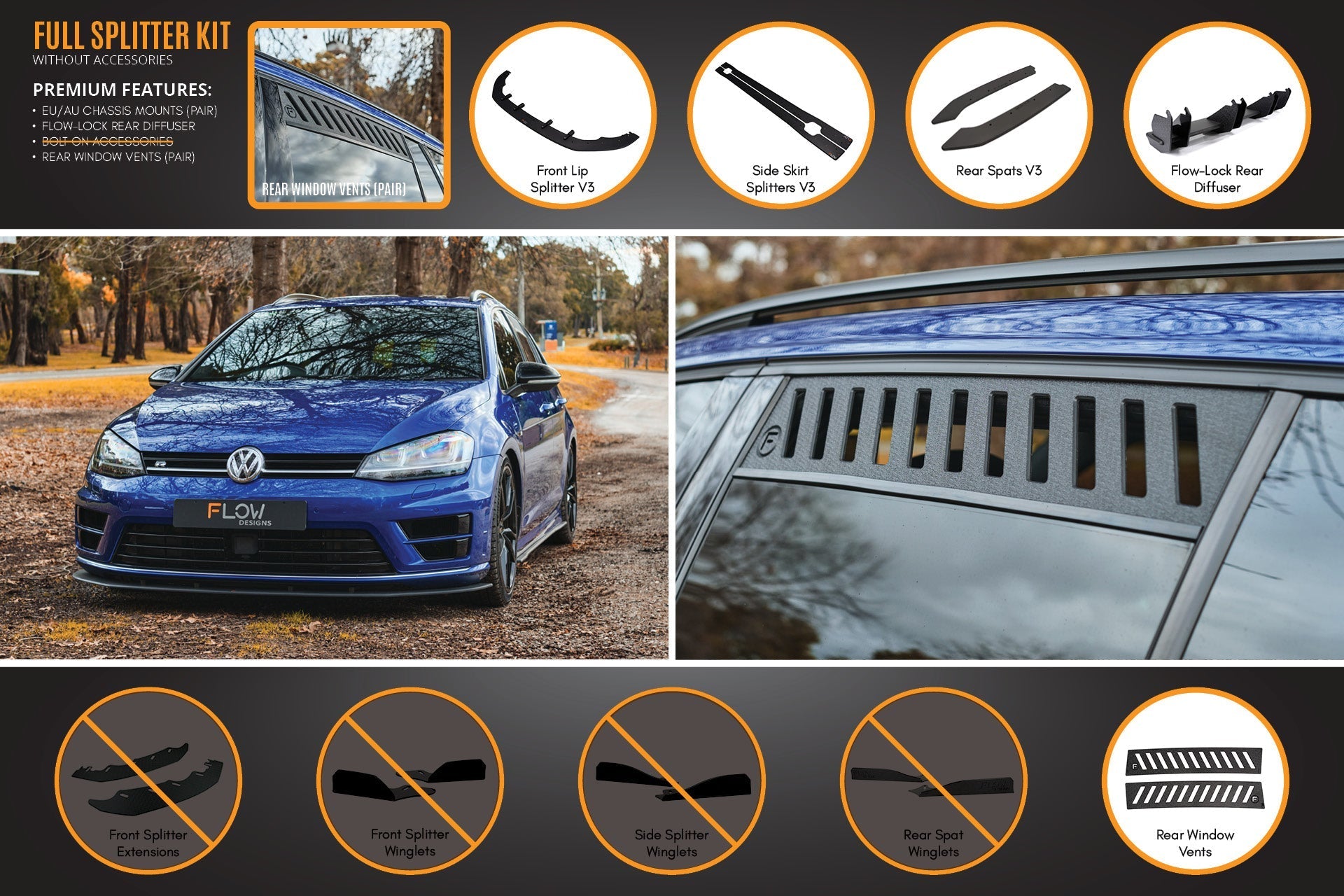 Volkswagen MK7 Golf R Wagon (EU/AU) Full Lip Splitter Set