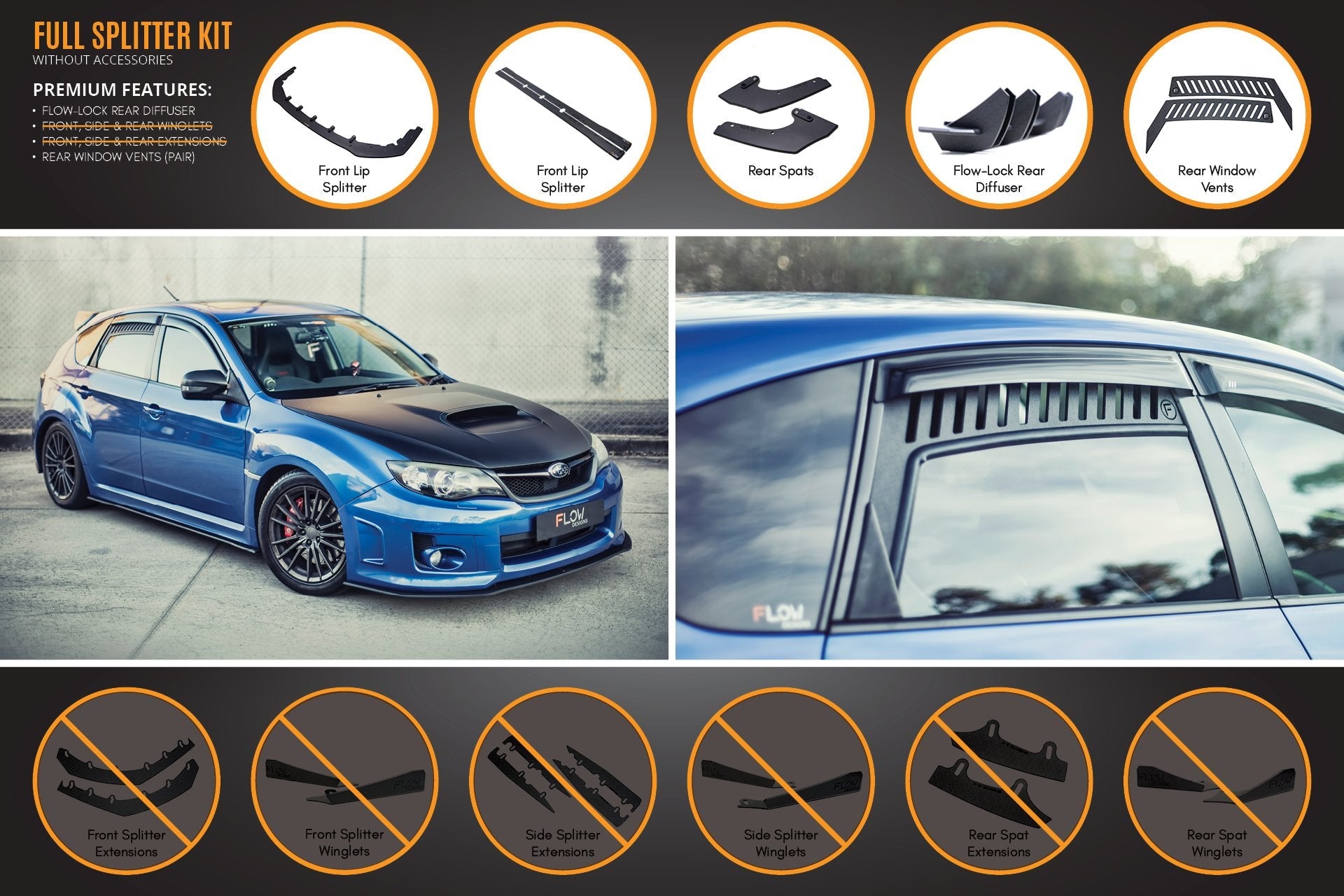 Subaru Impreza WRX / STI G3 Hatch (FL) Full Lip Splitter Set