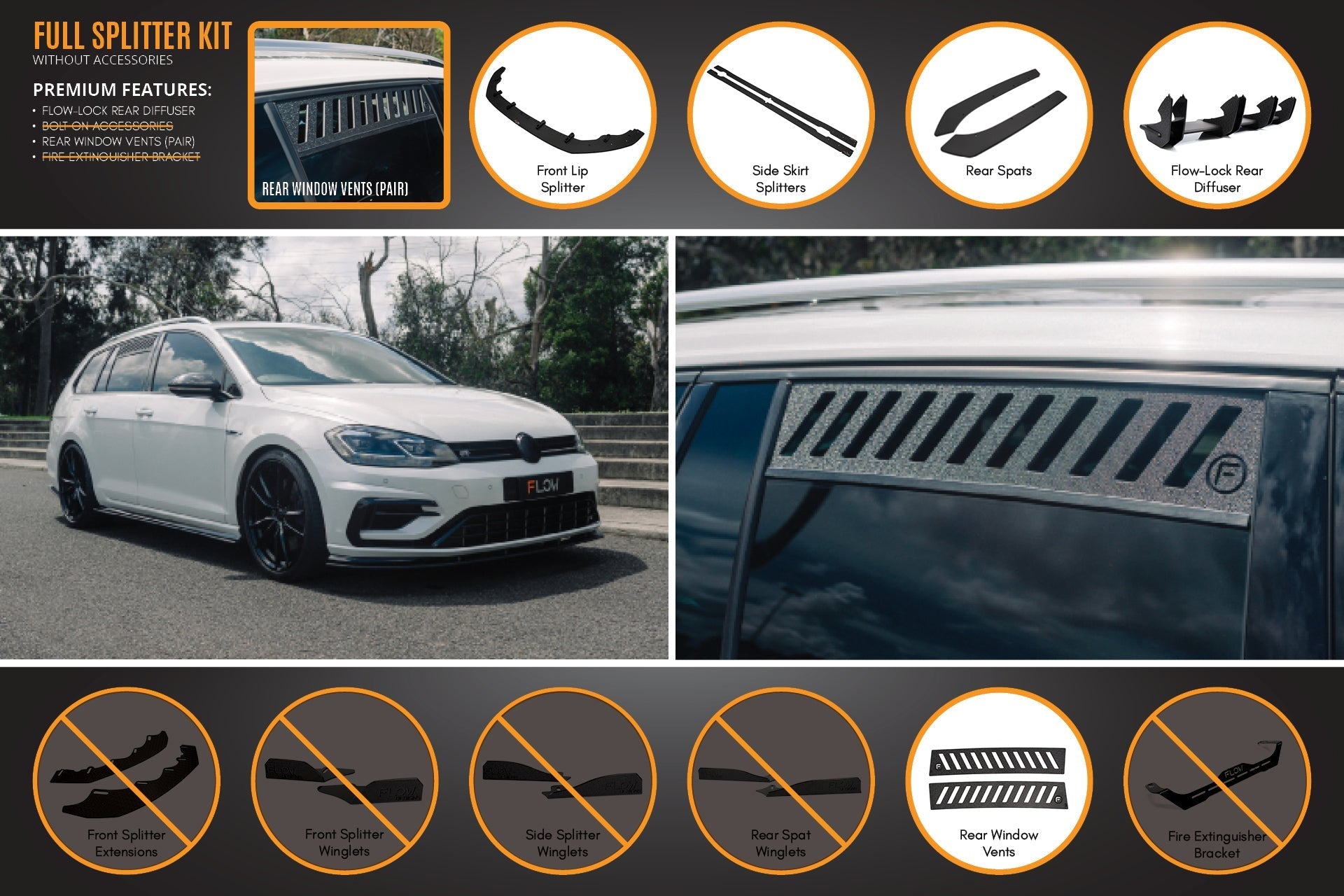 MK7.5 Golf R Wagon Full Lip Splitter Set