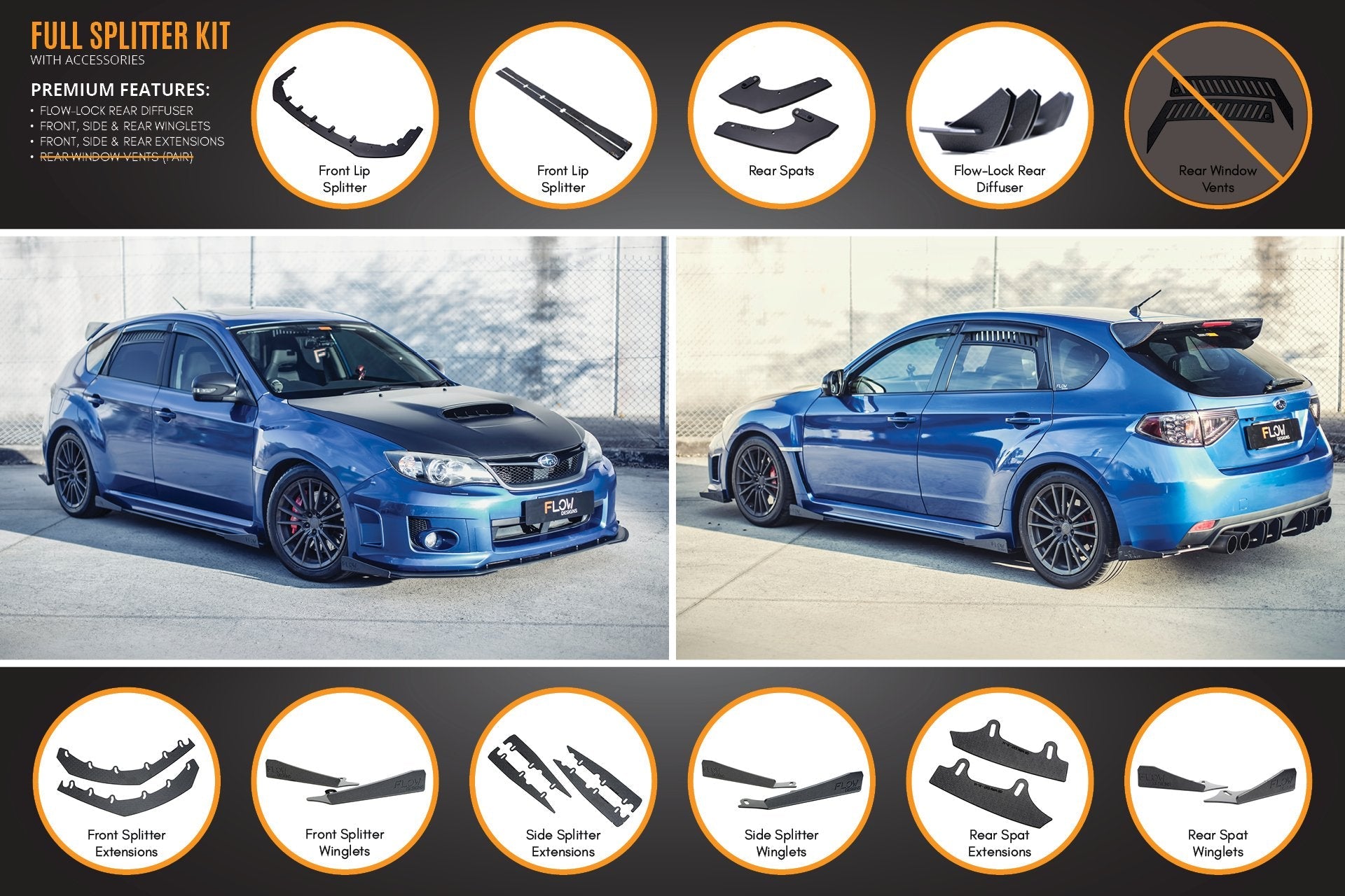 Subaru Impreza WRX / STI G3 Hatch (FL) Full Lip Splitter Set