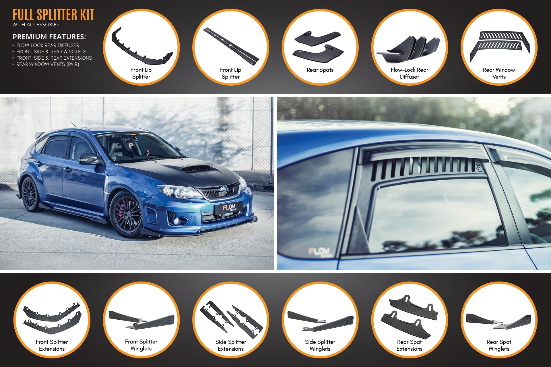 Subaru Impreza WRX / STI G3 Hatch (FL) Full Lip Splitter Set