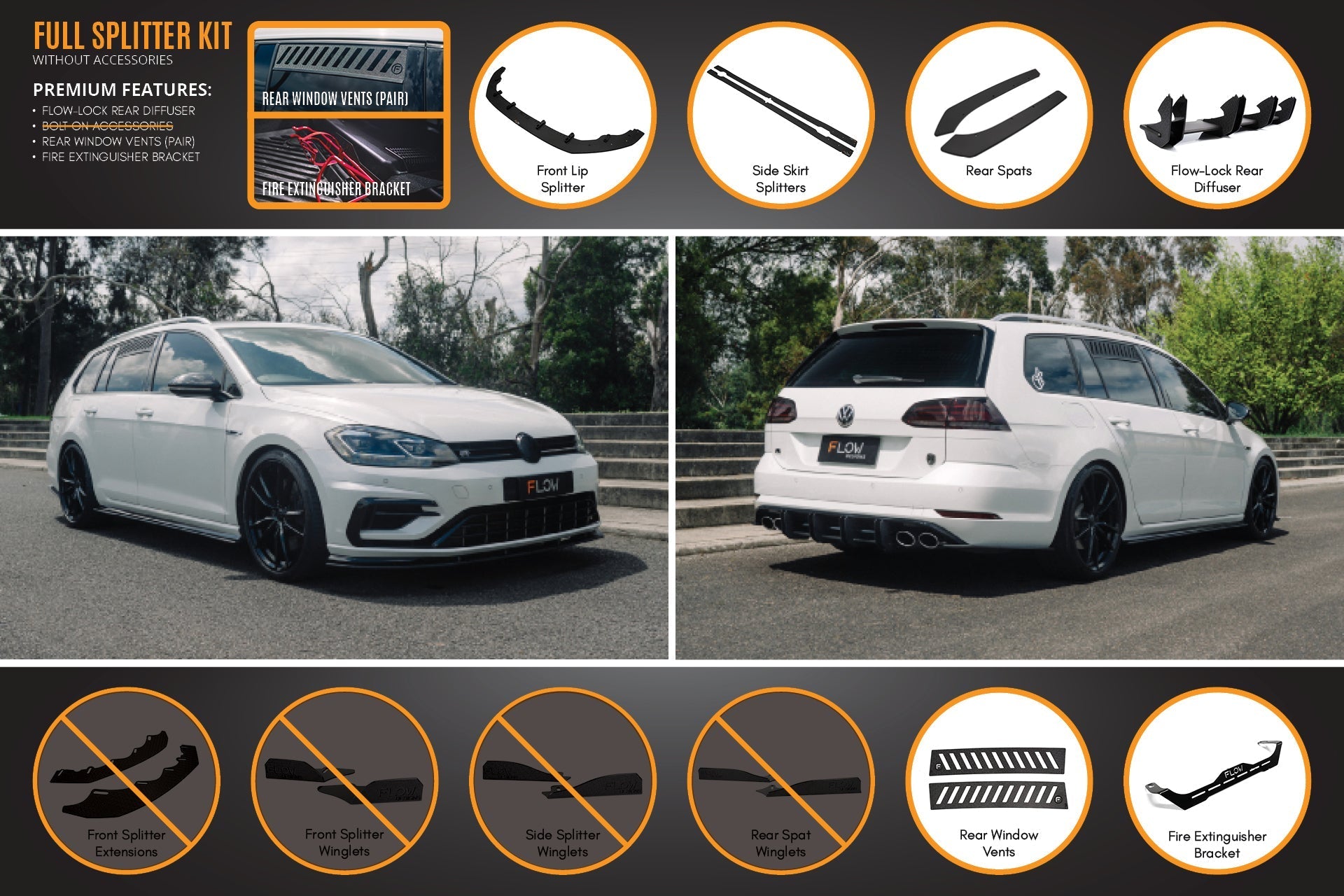 Volkswagen MK7.5 Golf R Wagon Full Lip Splitter Set