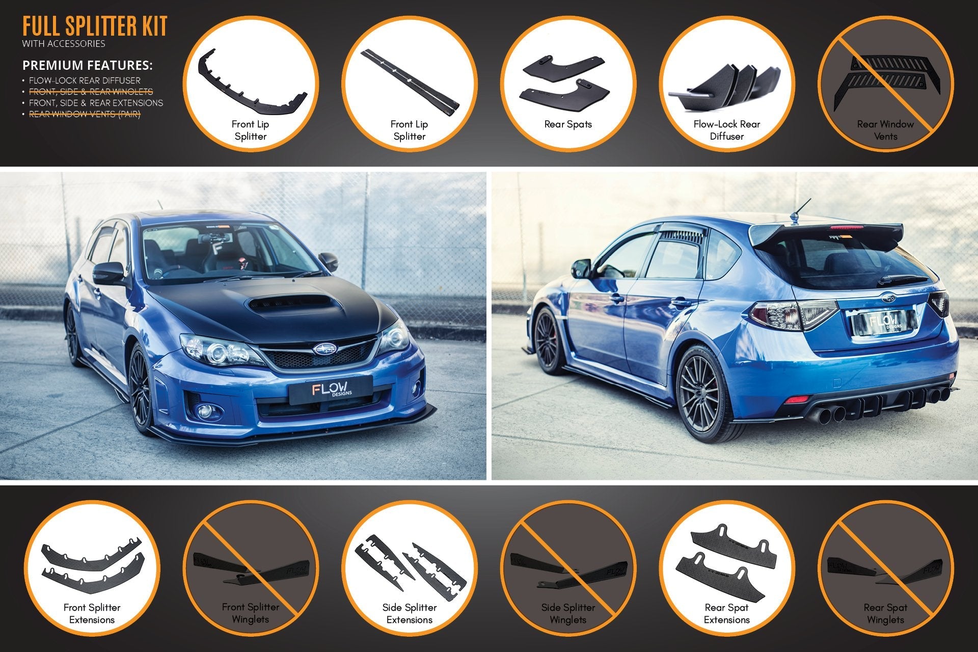 Subaru Impreza WRX / STI G3 Hatch (FL) Full Lip Splitter Set