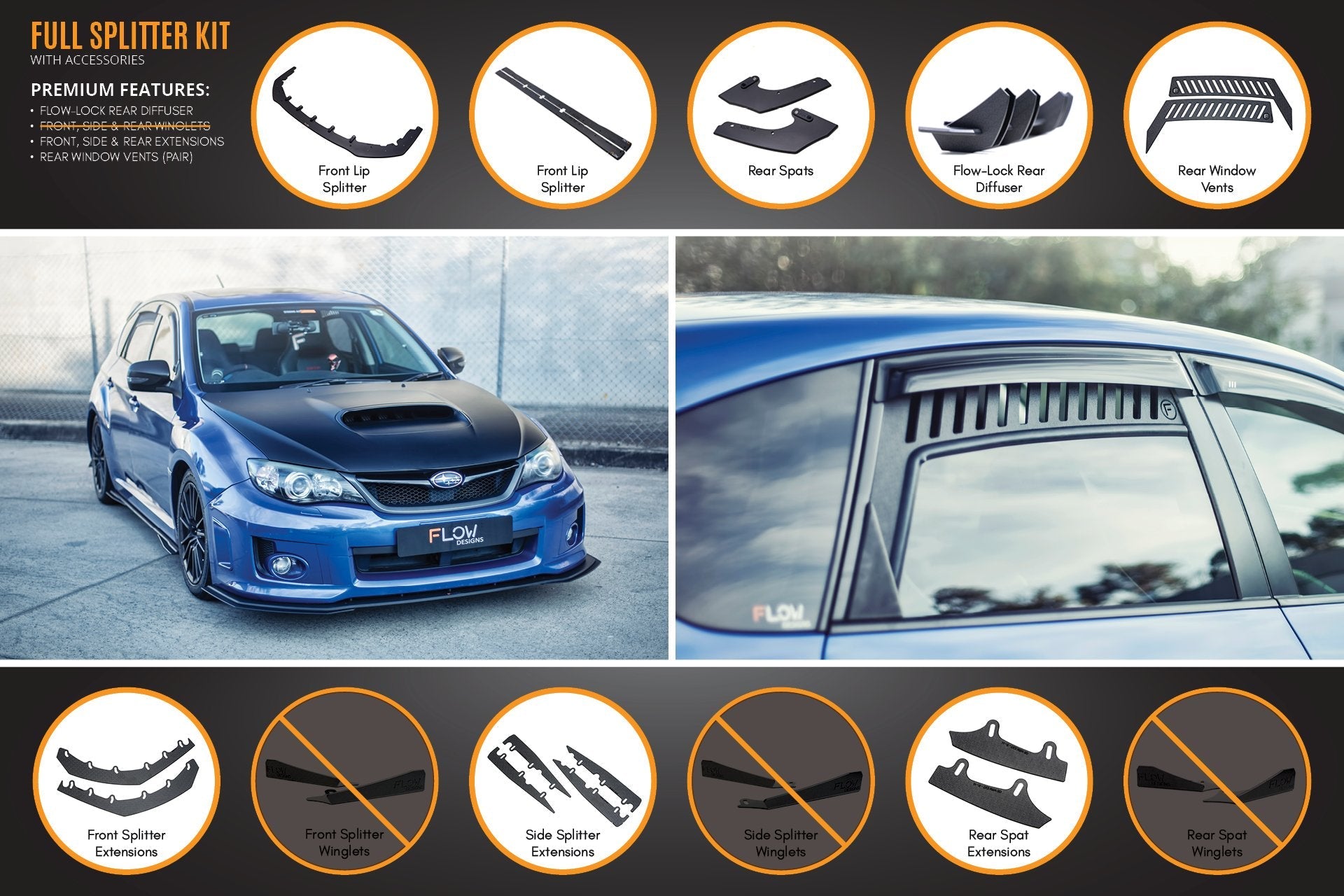 Subaru Impreza WRX / STI G3 Hatch (FL) Full Lip Splitter Set