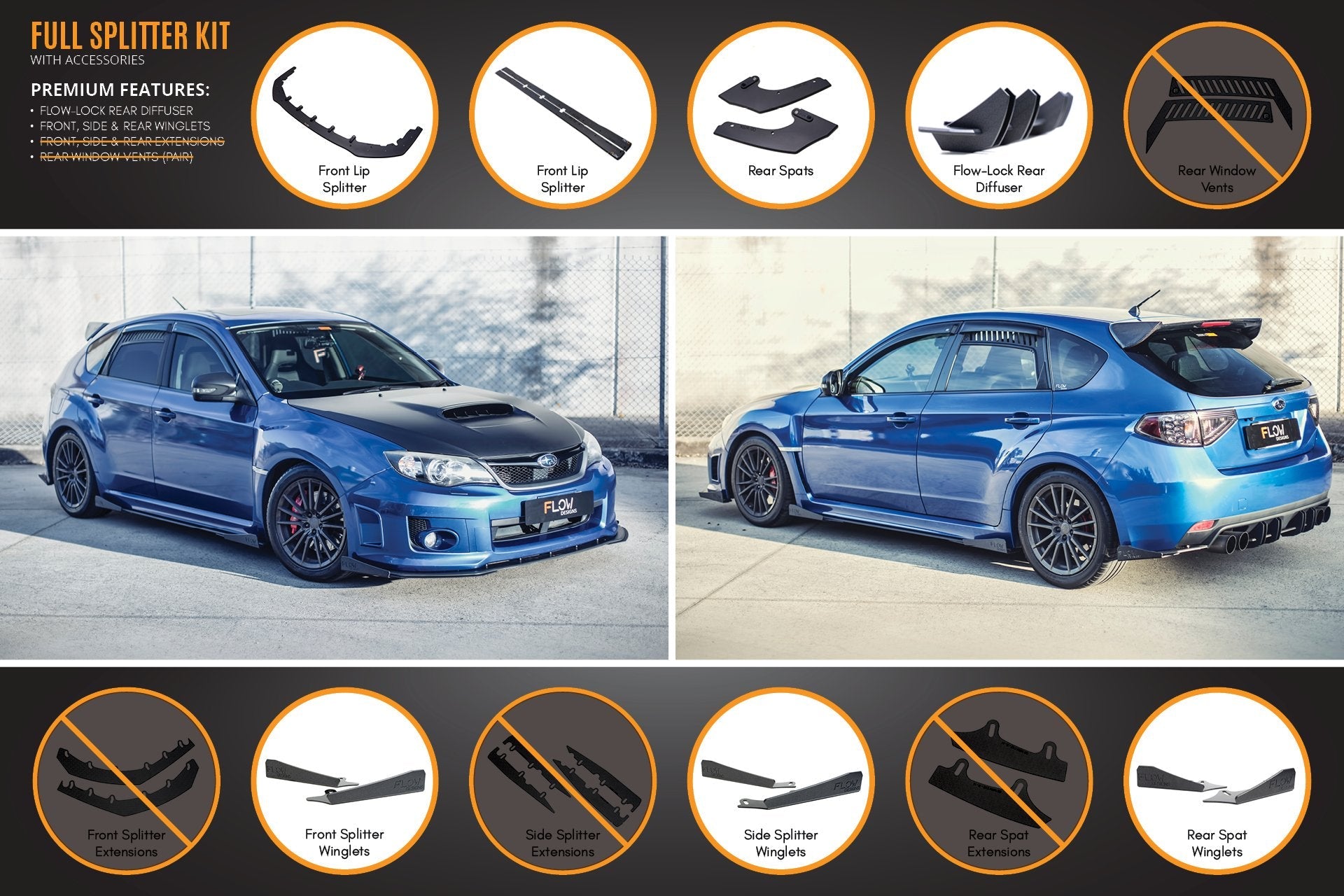 Subaru Impreza WRX / STI G3 Hatch (FL) Full Lip Splitter Set