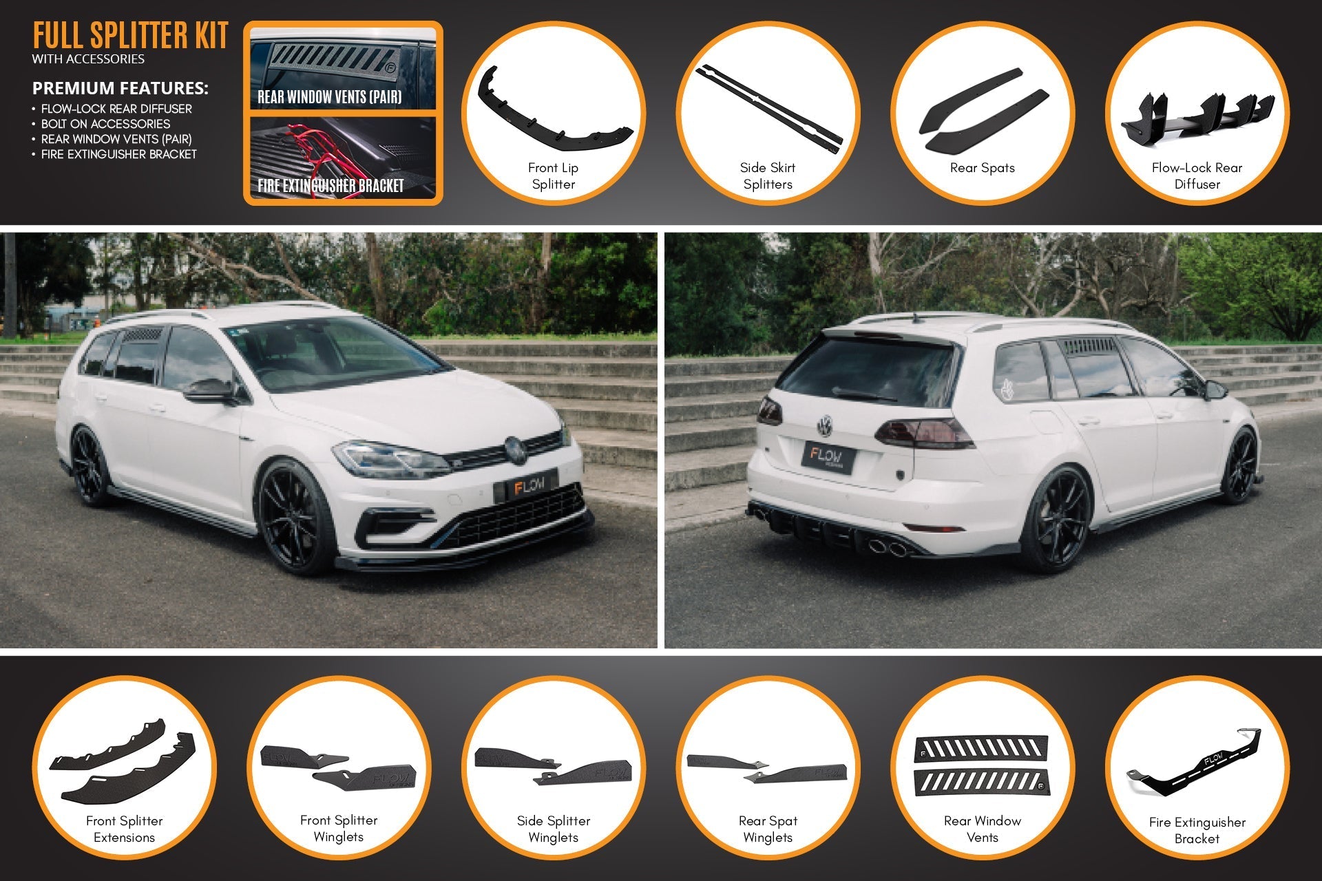 Volkswagen MK7.5 Golf R Wagon Full Lip Splitter Set