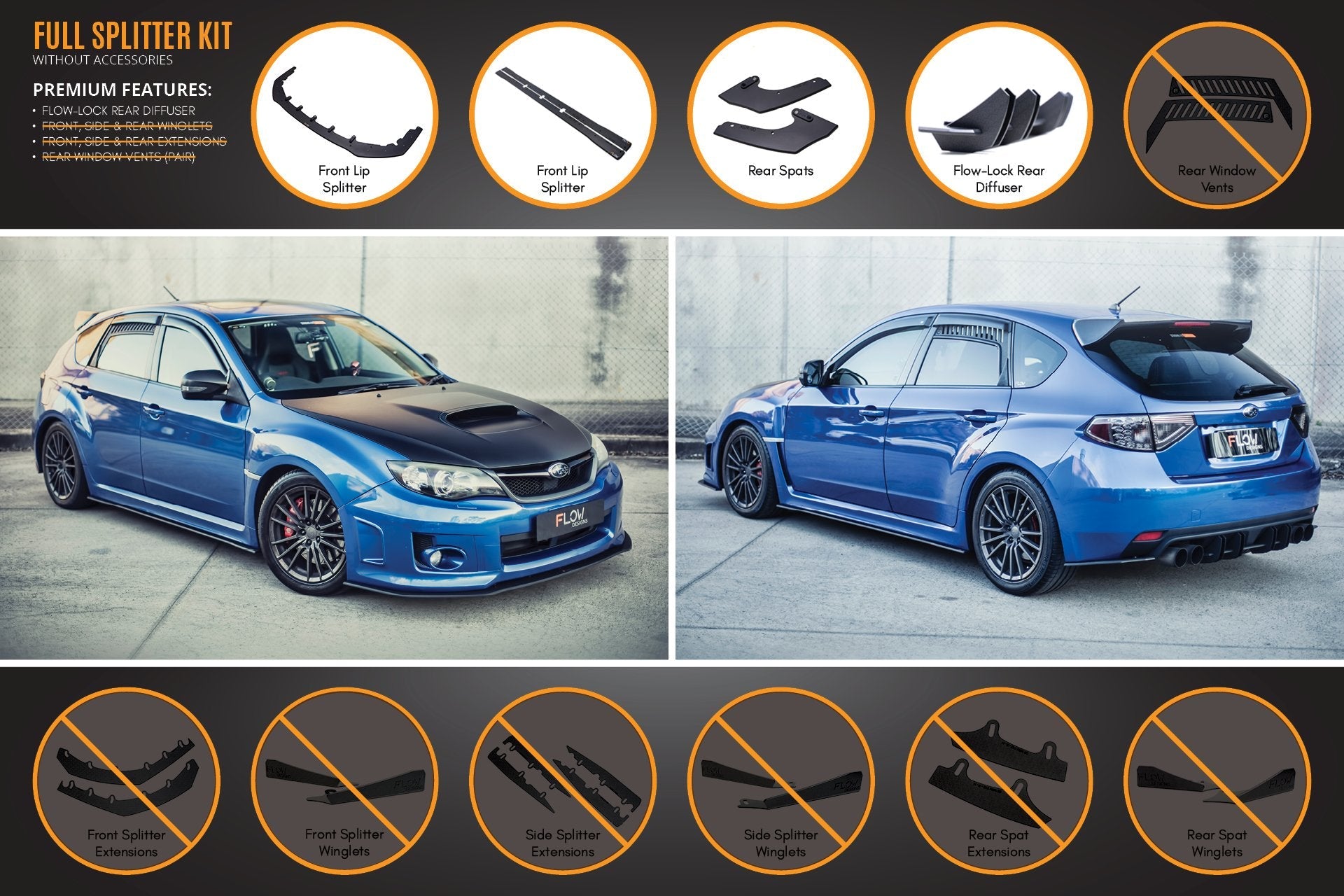 Subaru Impreza WRX / STI G3 Hatch (FL) Full Lip Splitter Set