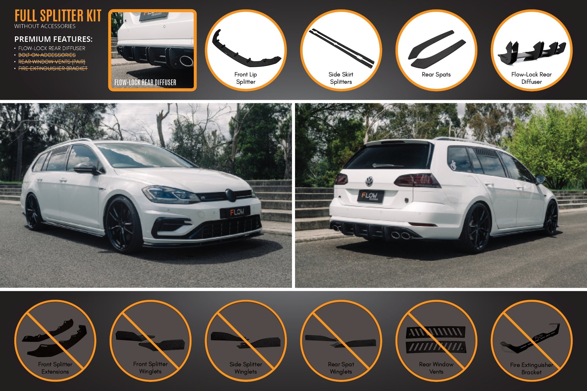 Volkswagen MK7.5 Golf R Wagon Full Lip Splitter Set