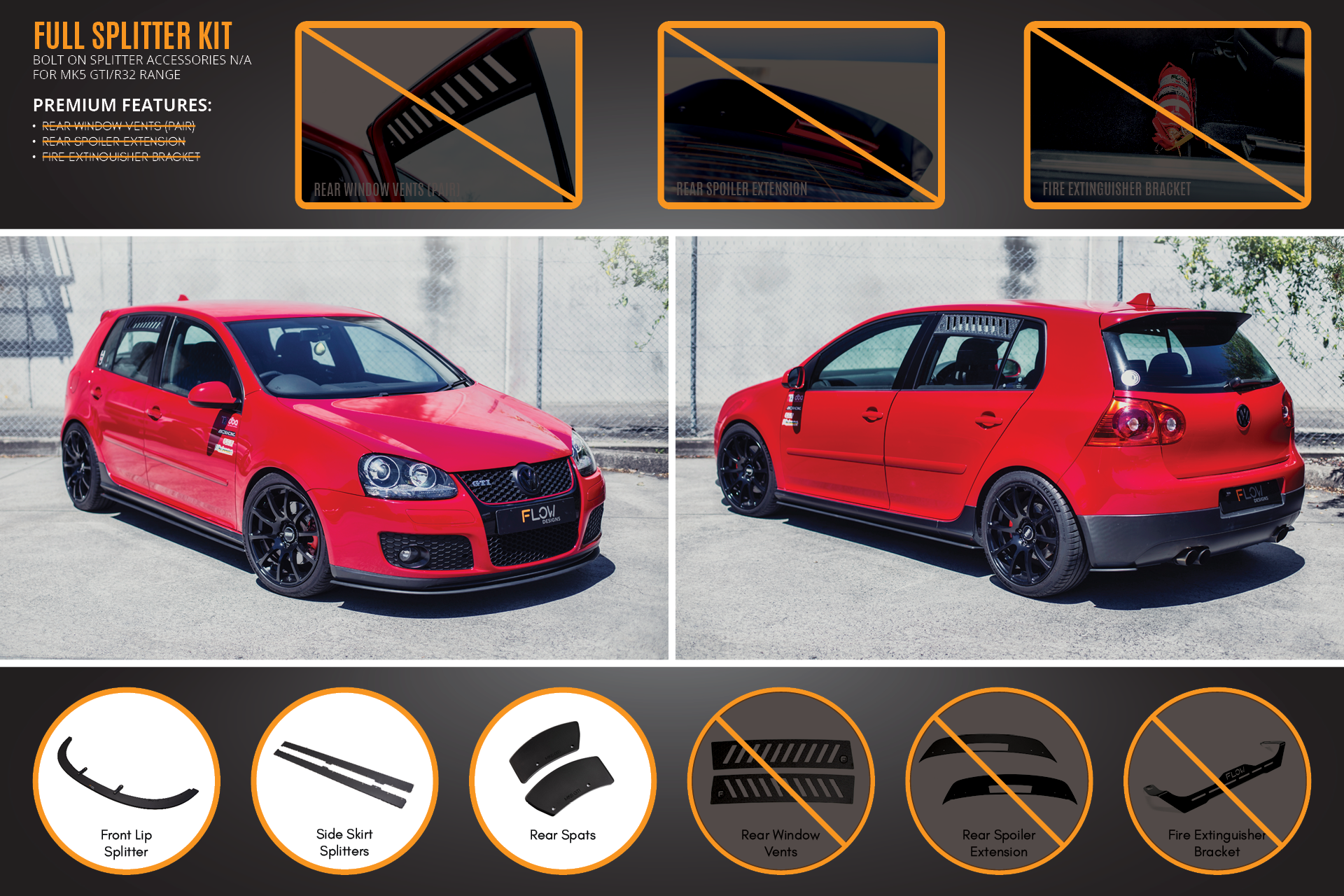 Volkswagen MK5 Golf GTI Full Lip Splitter Set