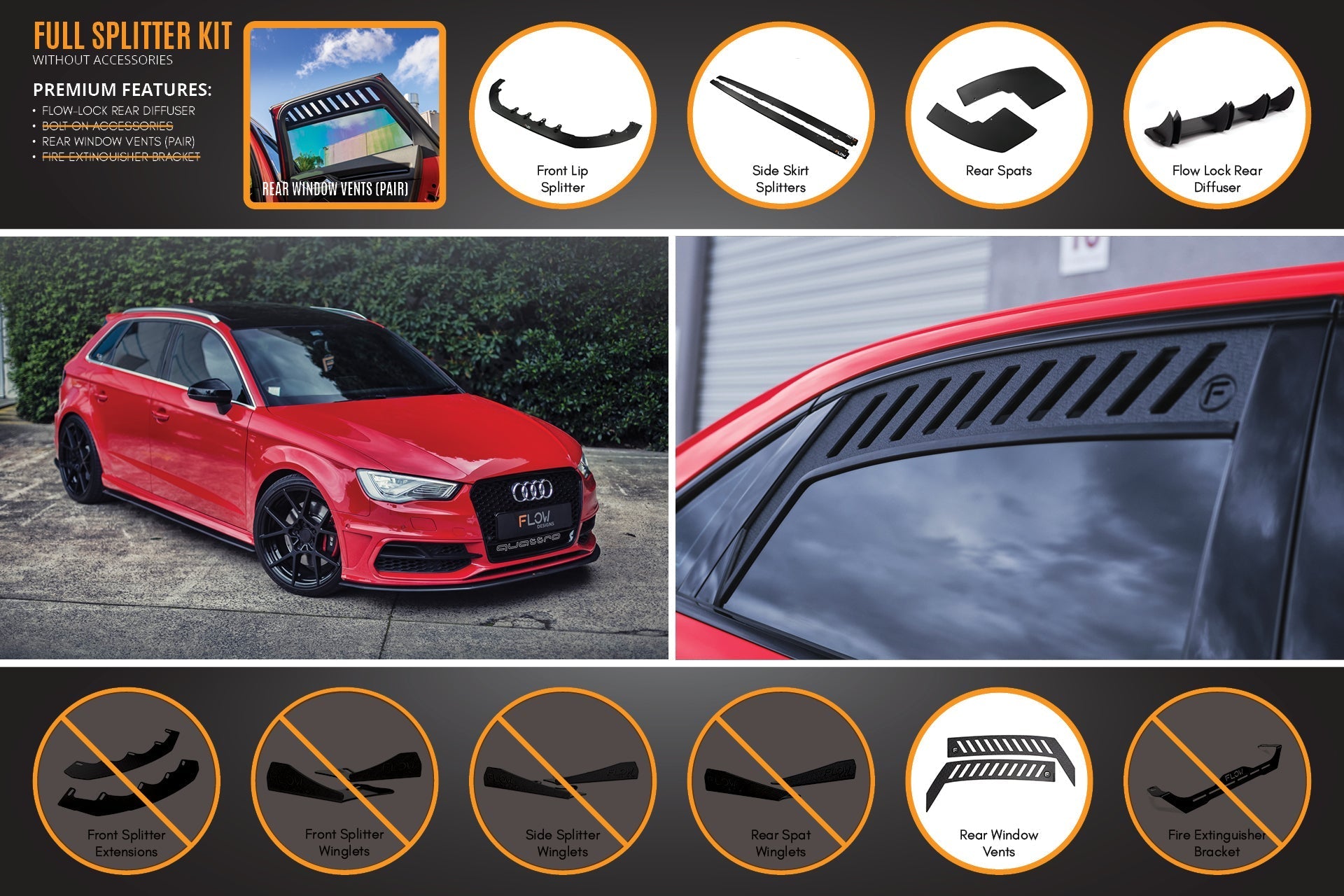 Audi S3 8V PFL Sportback Full Lip Splitter Set