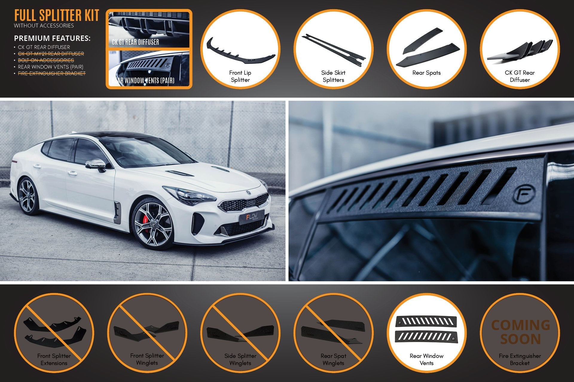 Kia Stinger CK GT Full Lip Splitter Set