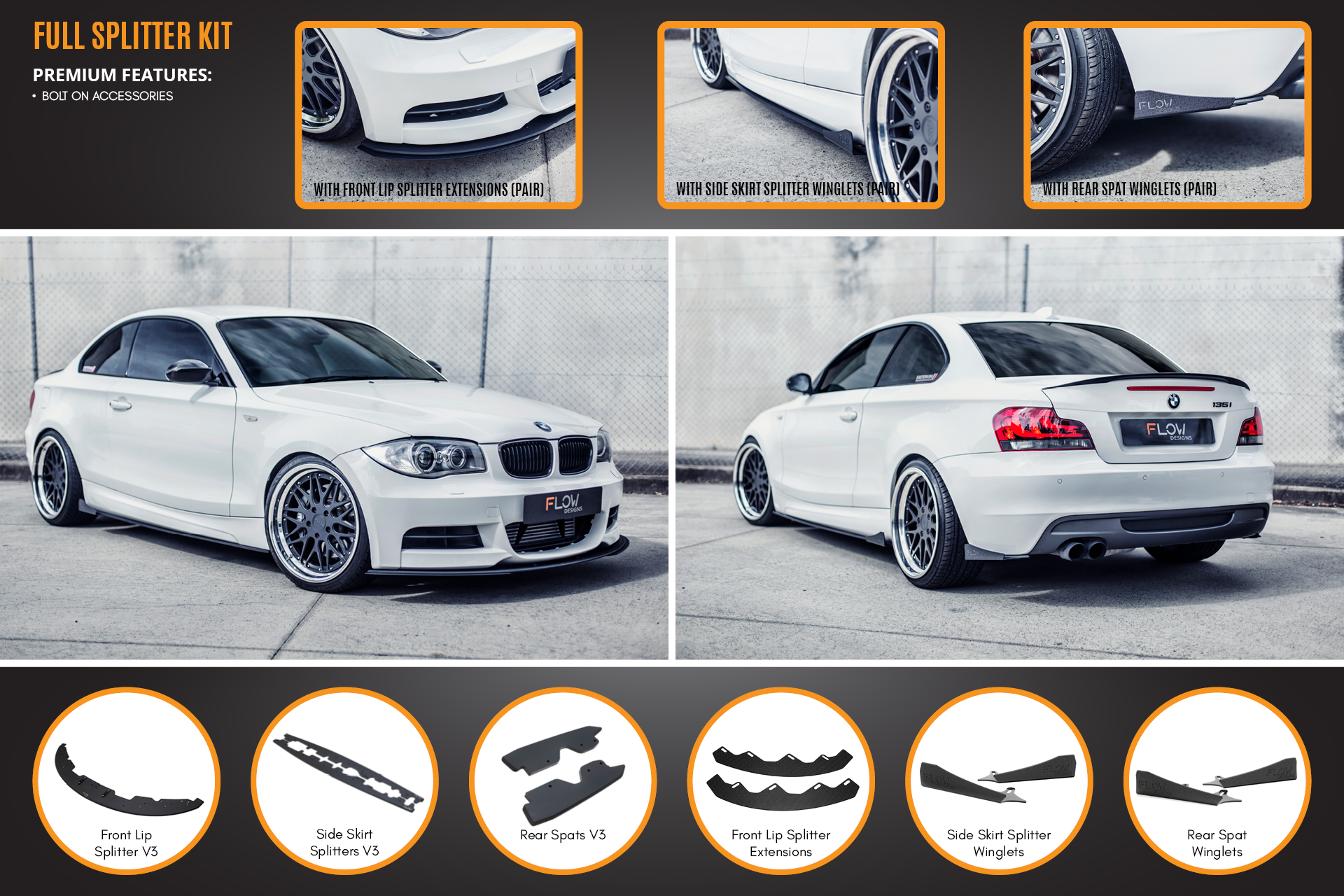 BMW E82 M Sport Full Lip Splitter Set