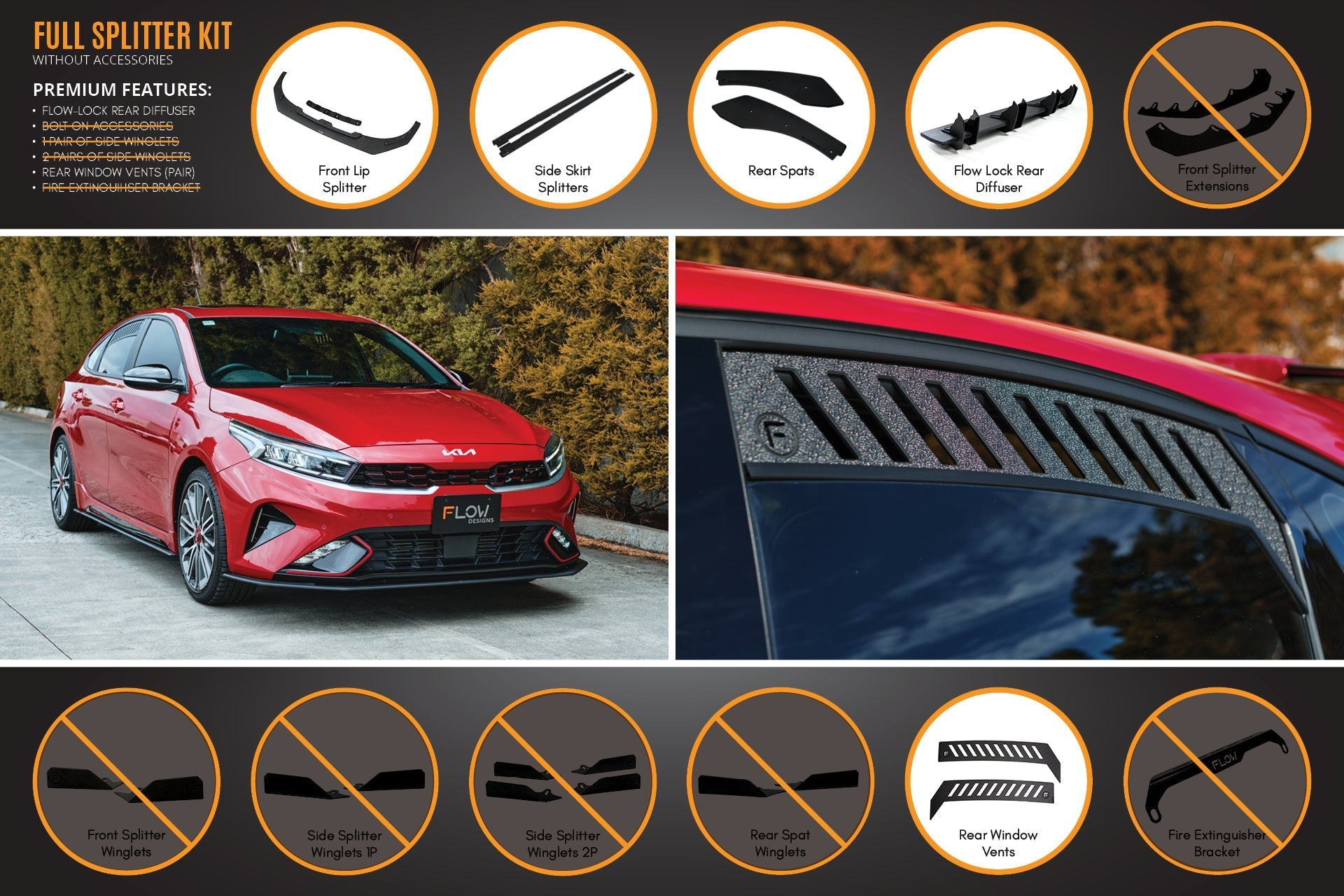 Kia Cerato GT Hatch Facelift Full Lip Splitter Set