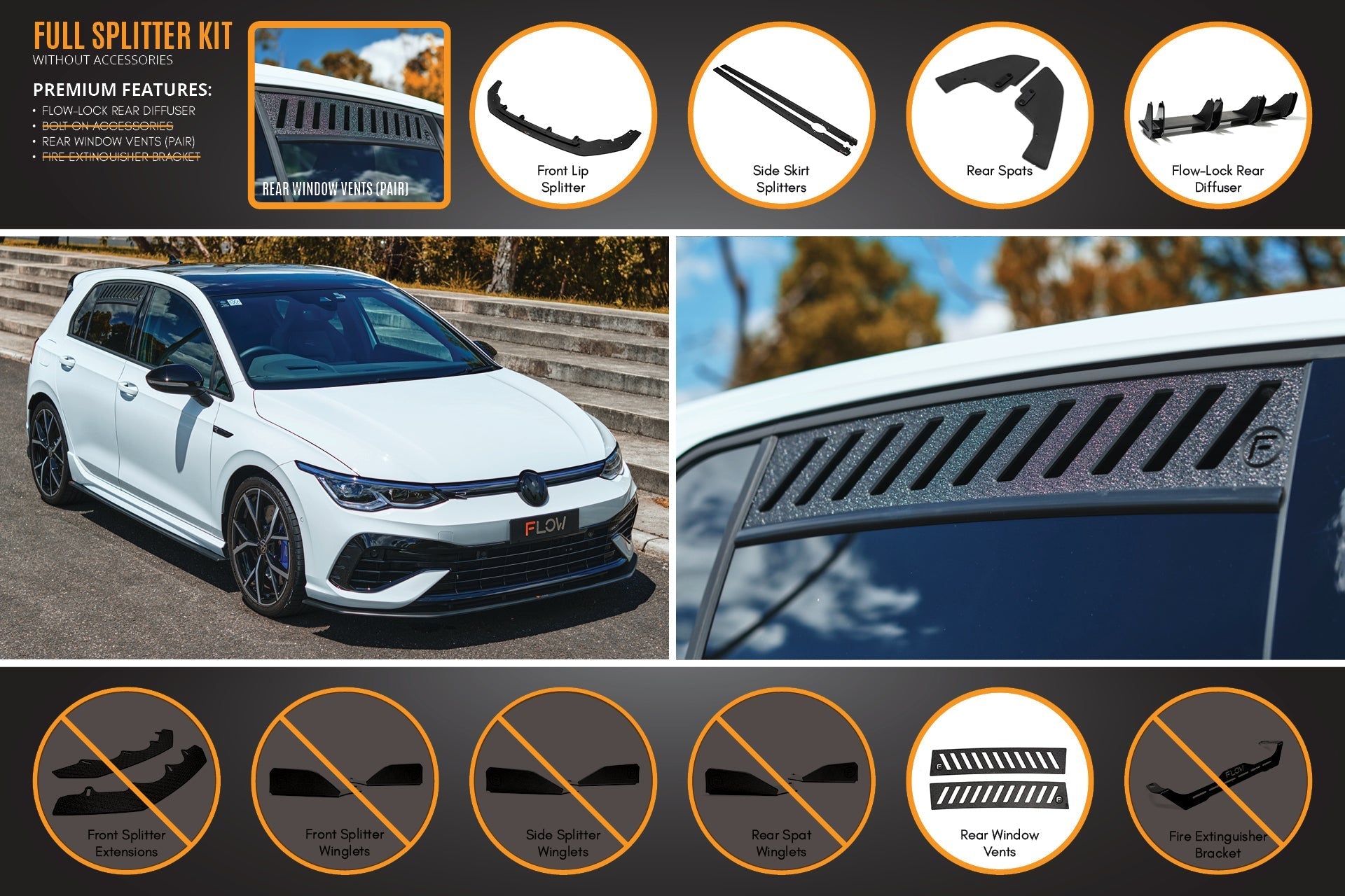 Volkswagen MK8 Golf R Full Lip Splitter Set