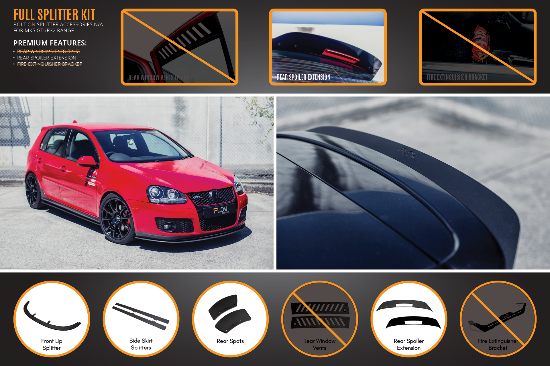 Volkswagen MK5 Golf GTI Full Lip Splitter Set