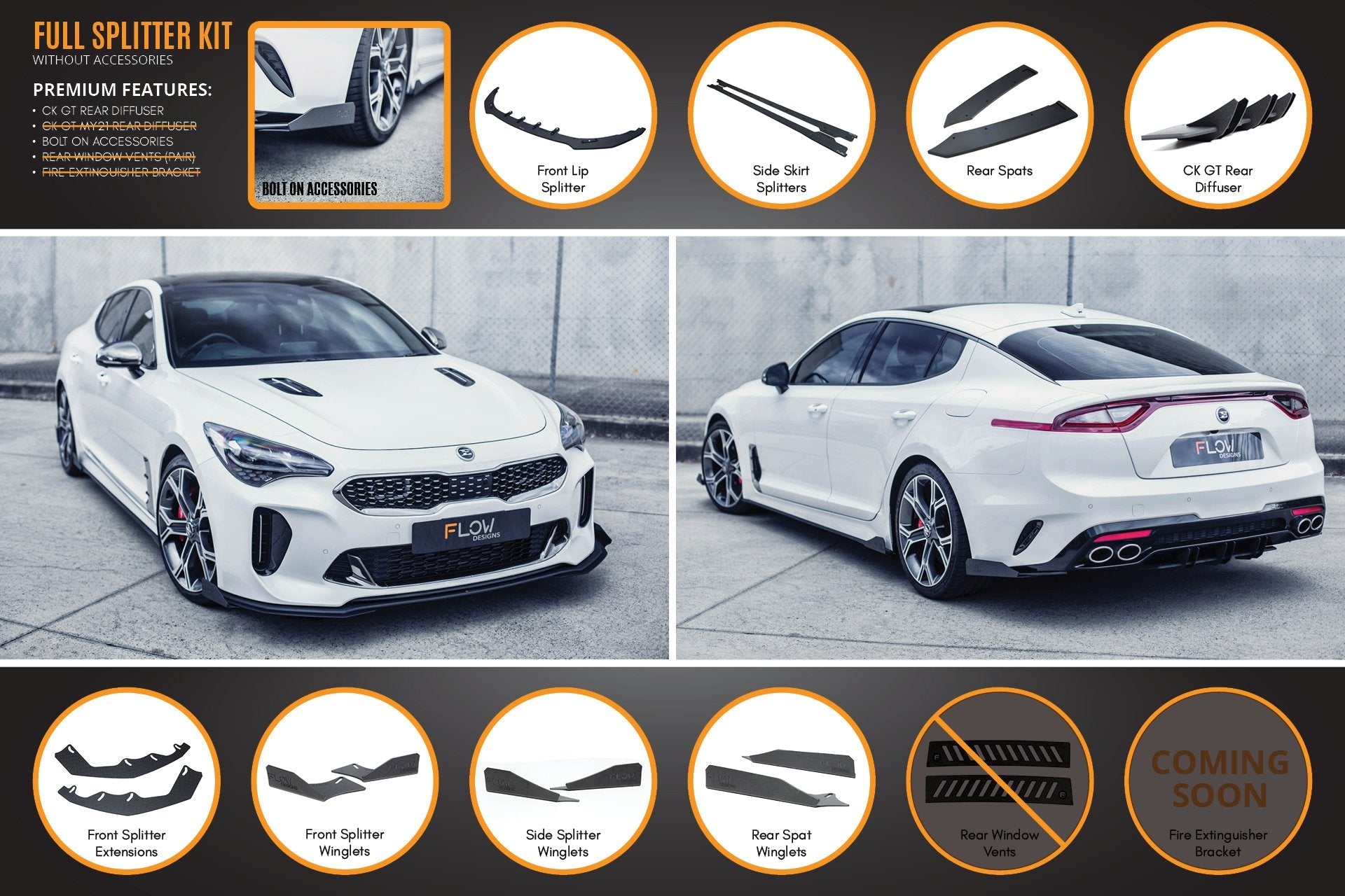 Kia Stinger CK GT Full Lip Splitter Set