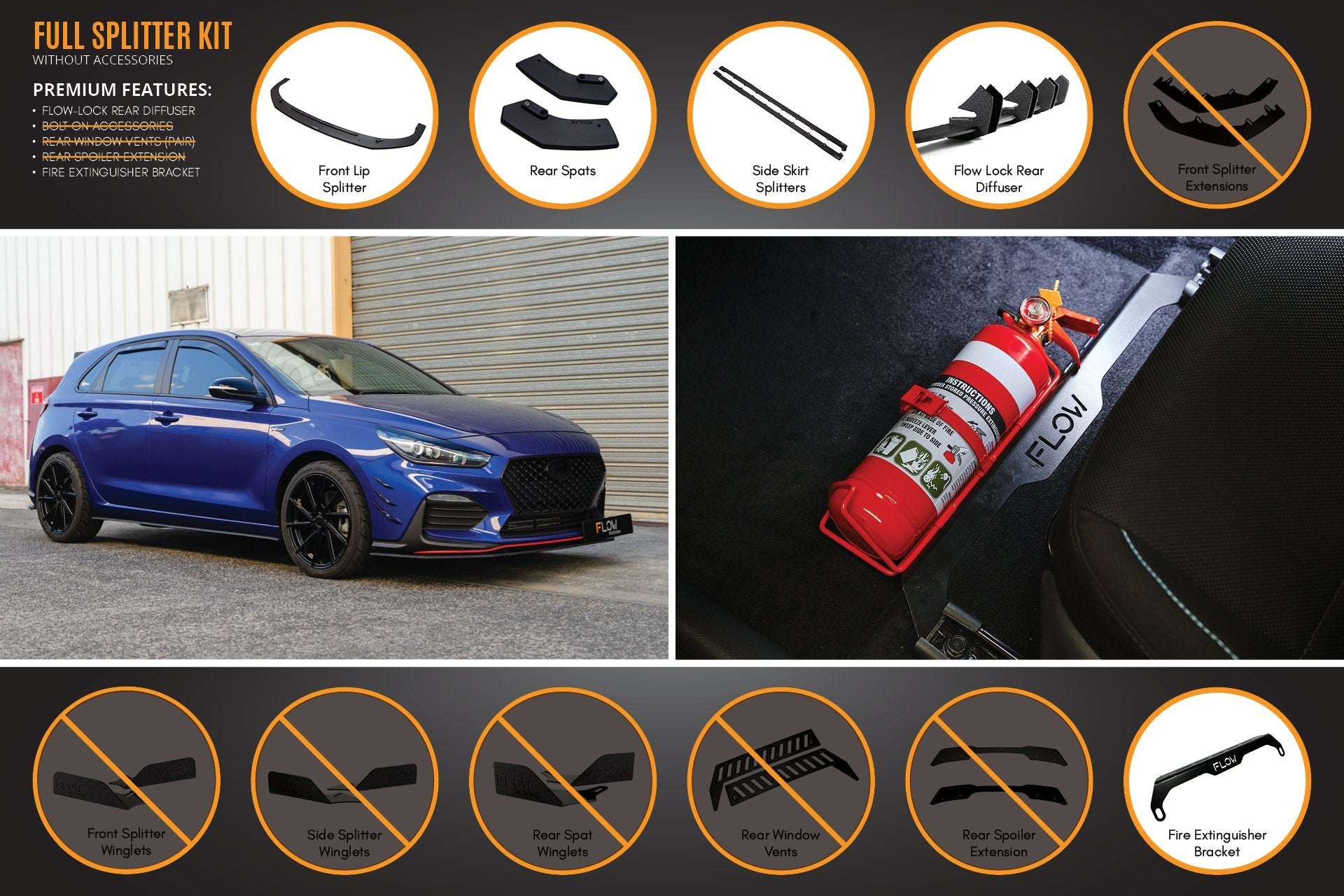 Hyundai i30 N Line Hatch PD (2018-Current) Full Splitter Lip Set (GLOSS BLACK)