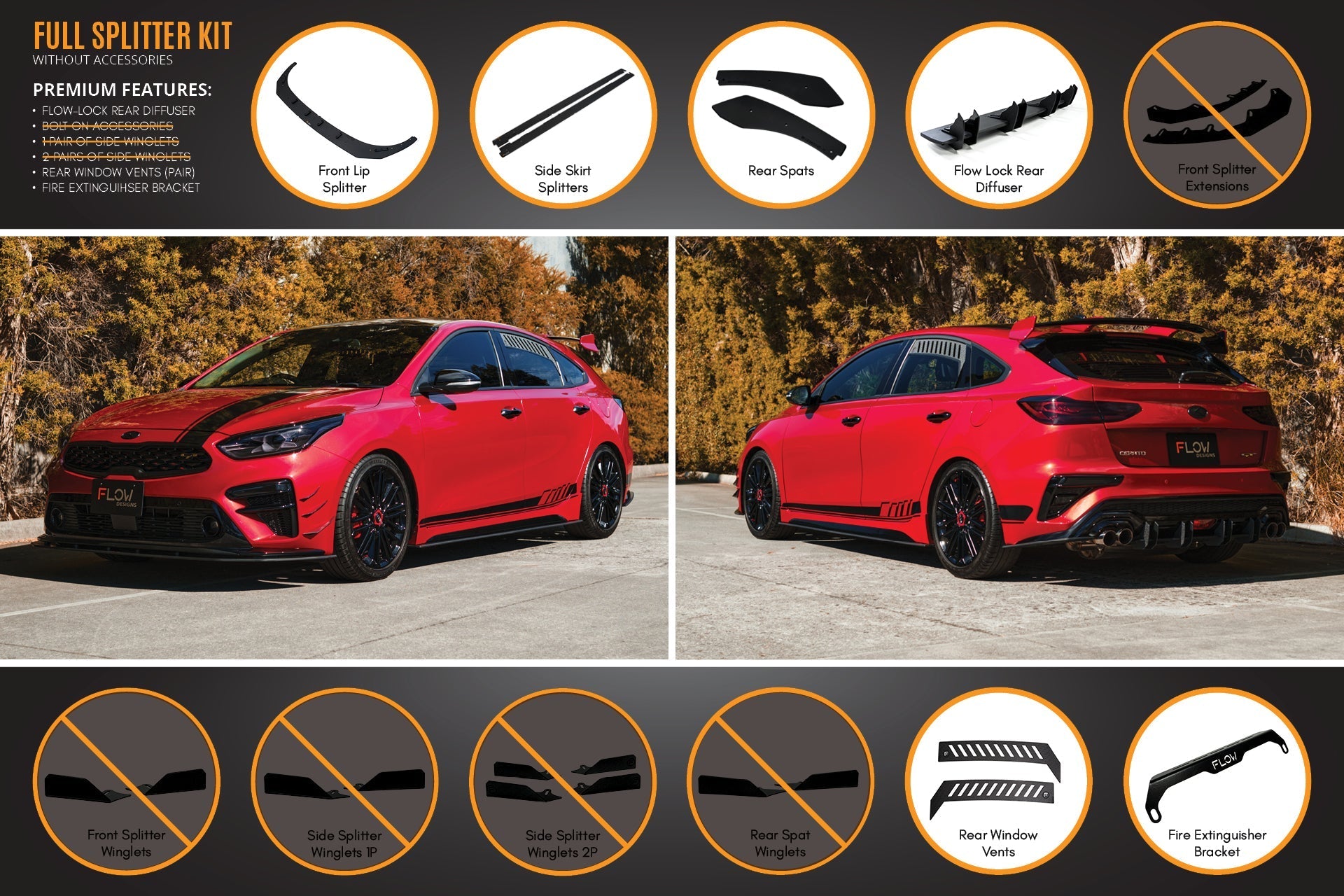 Kia Cerato GT Hatch PFL Full Lip Splitter Set