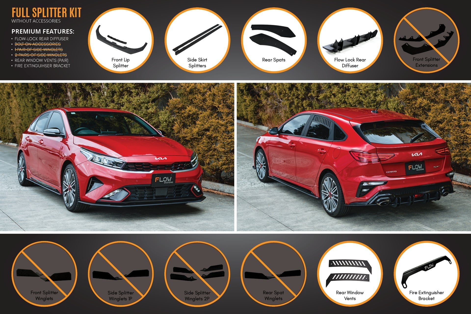 Kia Cerato GT Hatch Facelift Full Lip Splitter Set