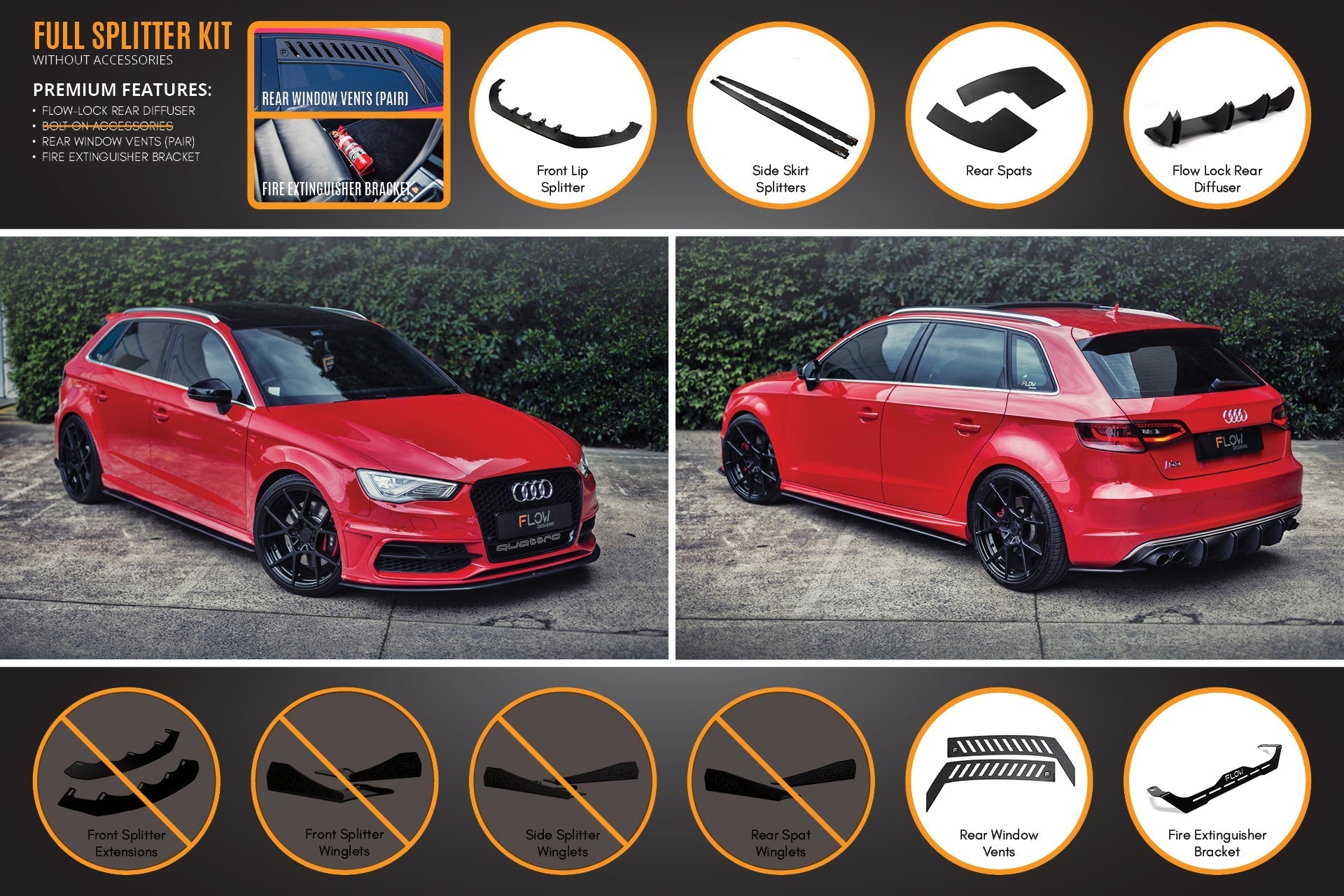 Audi S3 8V PFL Sportback Full Lip Splitter Set