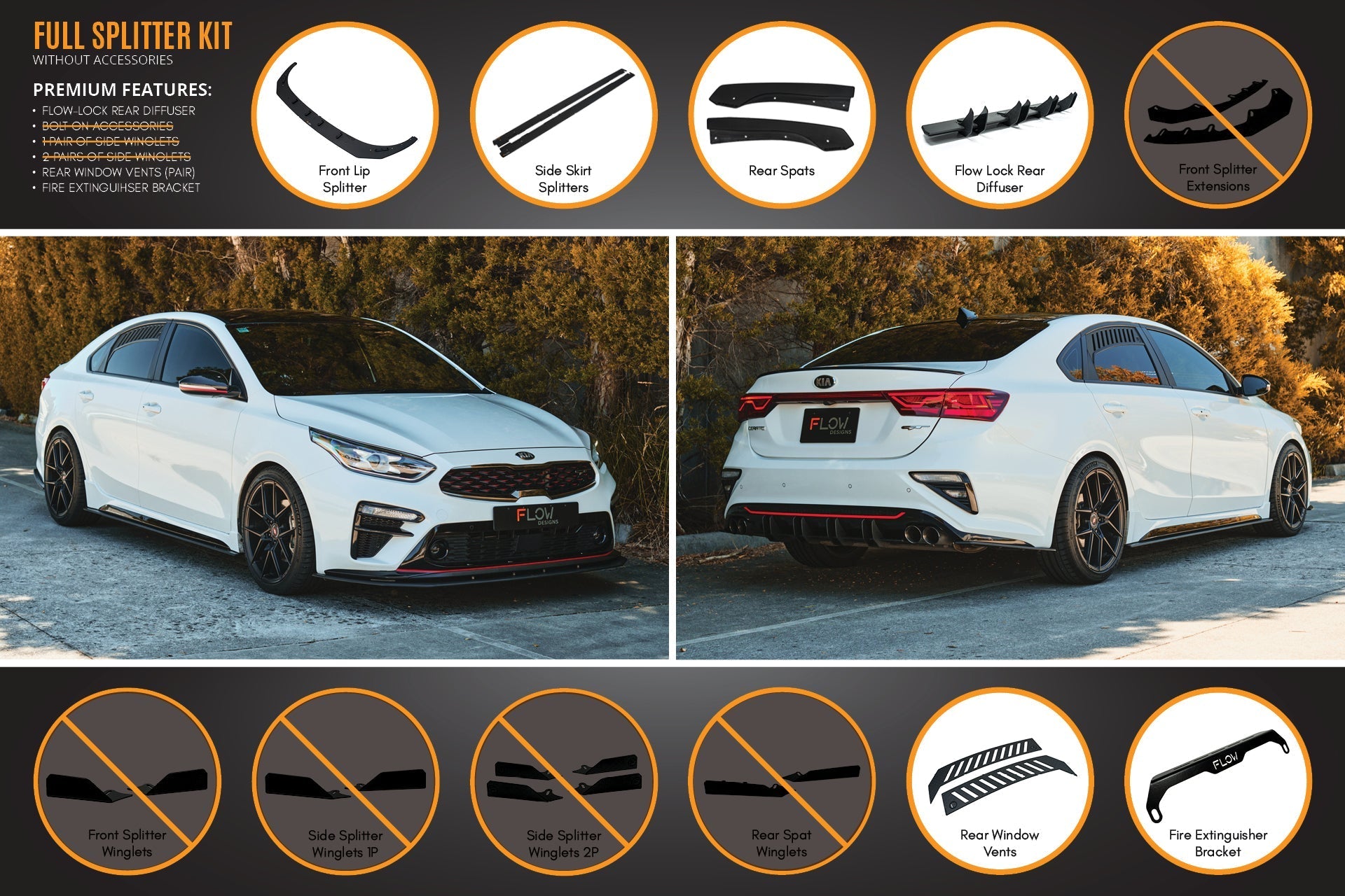 Kia Cerato GT Sedan PFL Full Lip Splitter Set