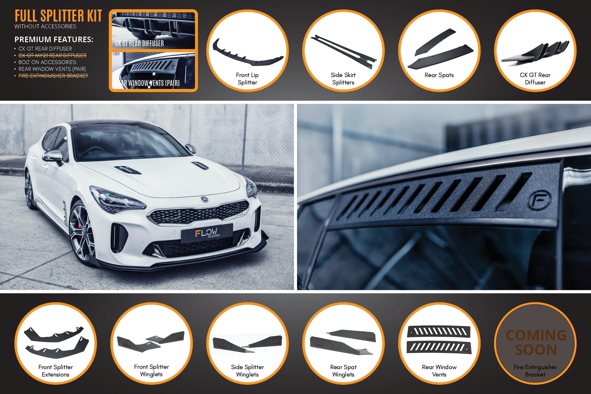 Kia Stinger CK GT Full Lip Splitter Set