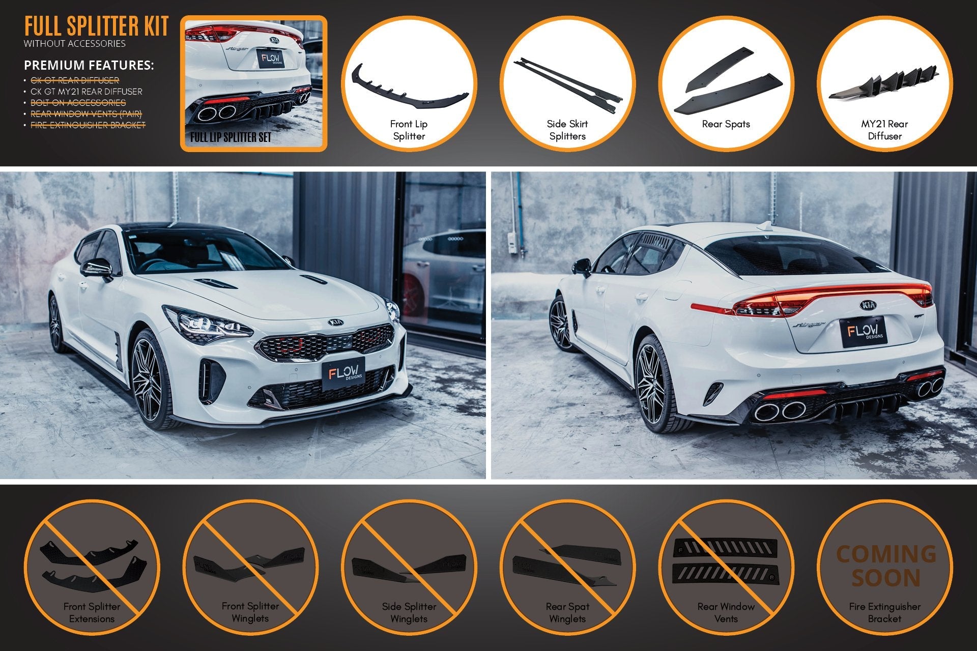 Kia Stinger CK GT Full Lip Splitter Set