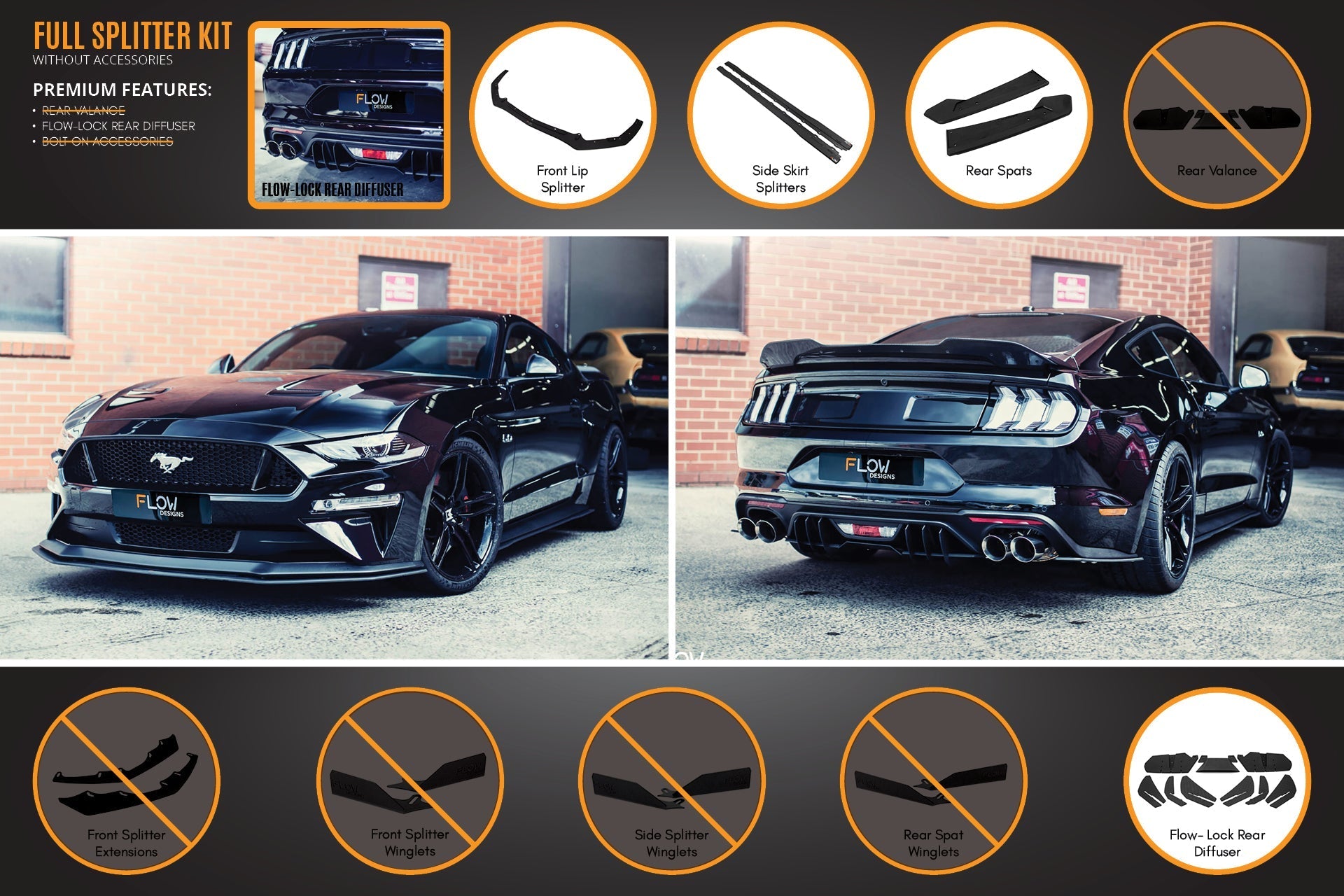 Ford GT Mustang S550 FN Full Lip Splitter Set