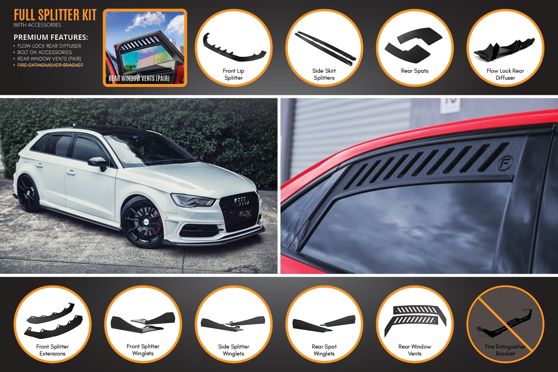 Audi S3 8V PFL Sportback Full Lip Splitter Set