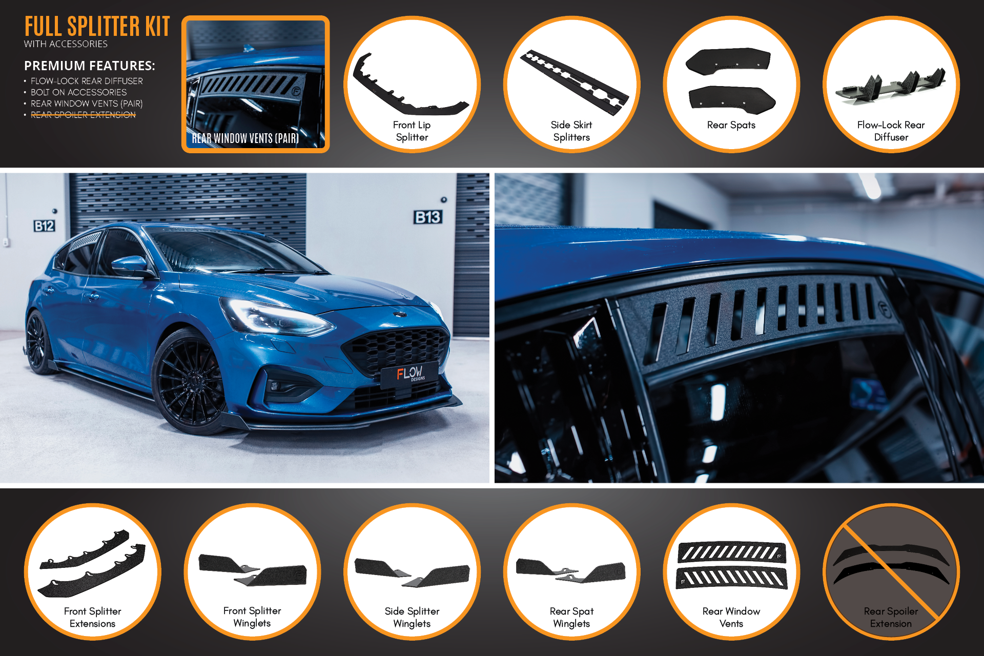 Ford MK4 Focus ST-Line Full Lip Splitter Set