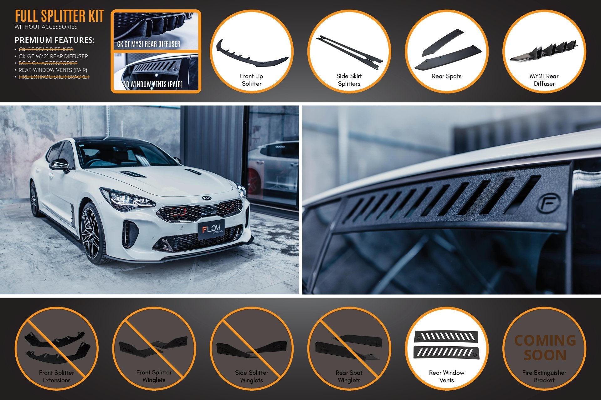 Kia Stinger CK GT Full Lip Splitter Set