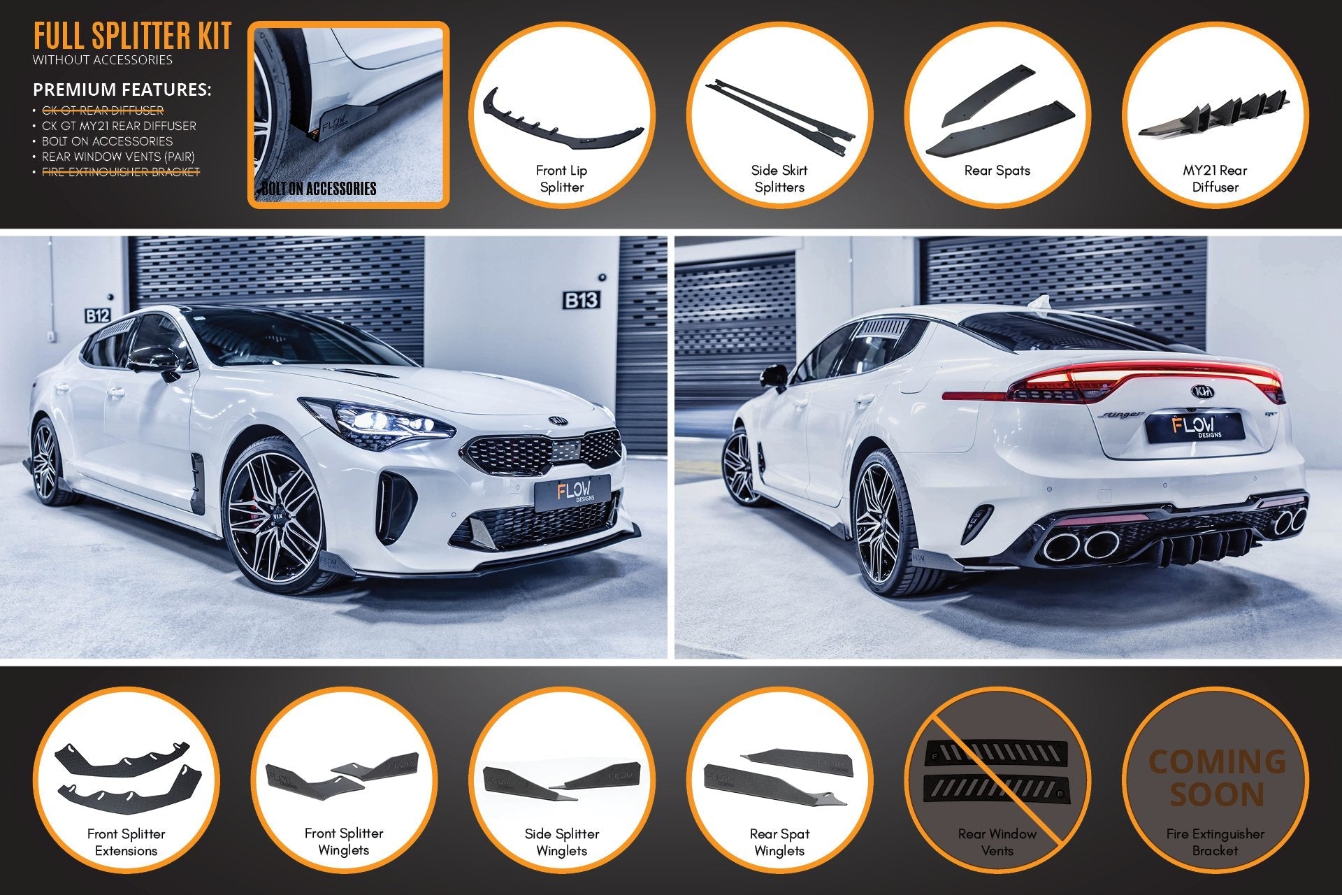 Kia Stinger CK GT Full Lip Splitter Set