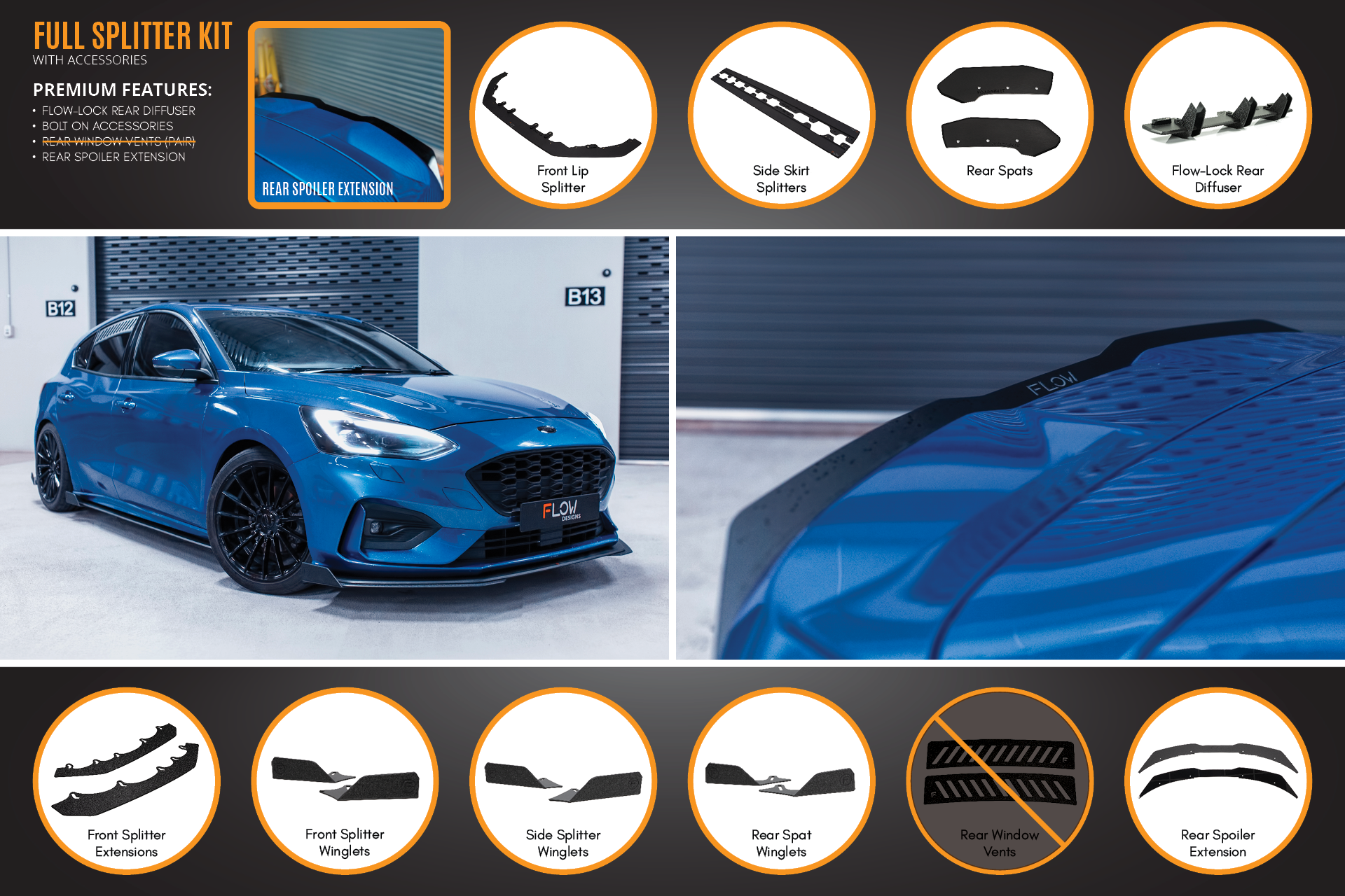 Ford MK4 Focus ST-Line Full Lip Splitter Set