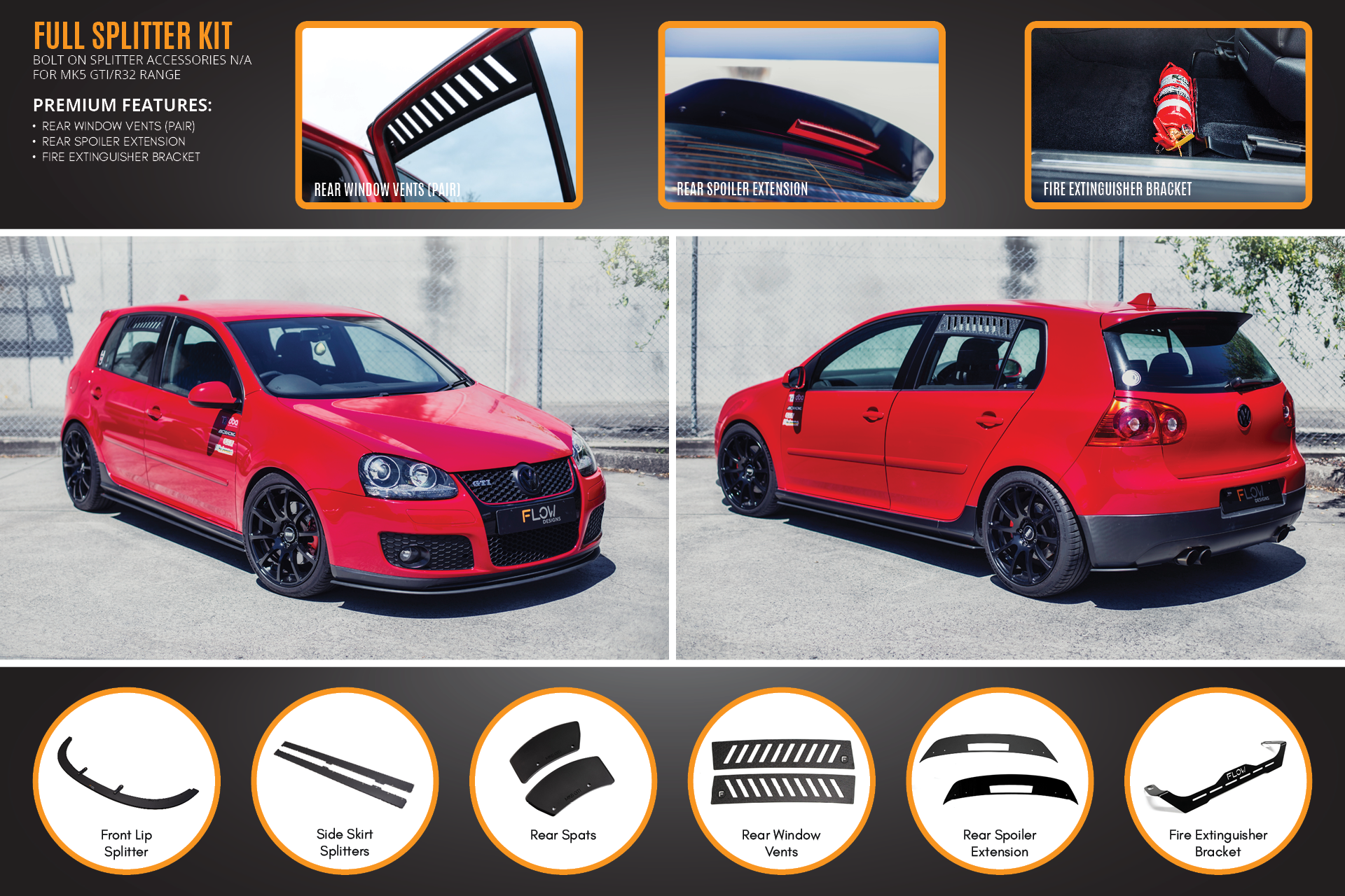 Volkswagen MK5 Golf GTI Full Lip Splitter Set