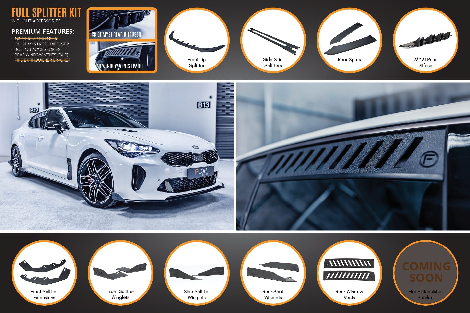 Kia Stinger CK GT Full Lip Splitter Set