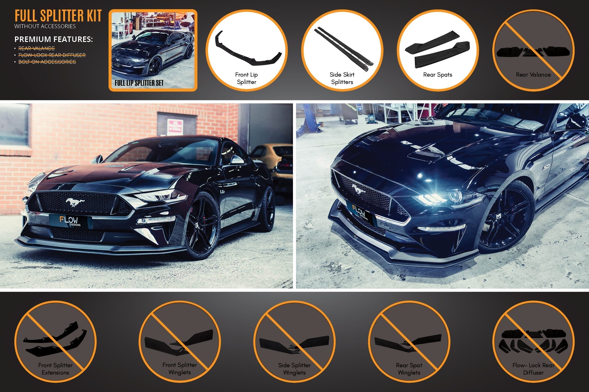 Ford GT Mustang S550 FN Full Lip Splitter Set