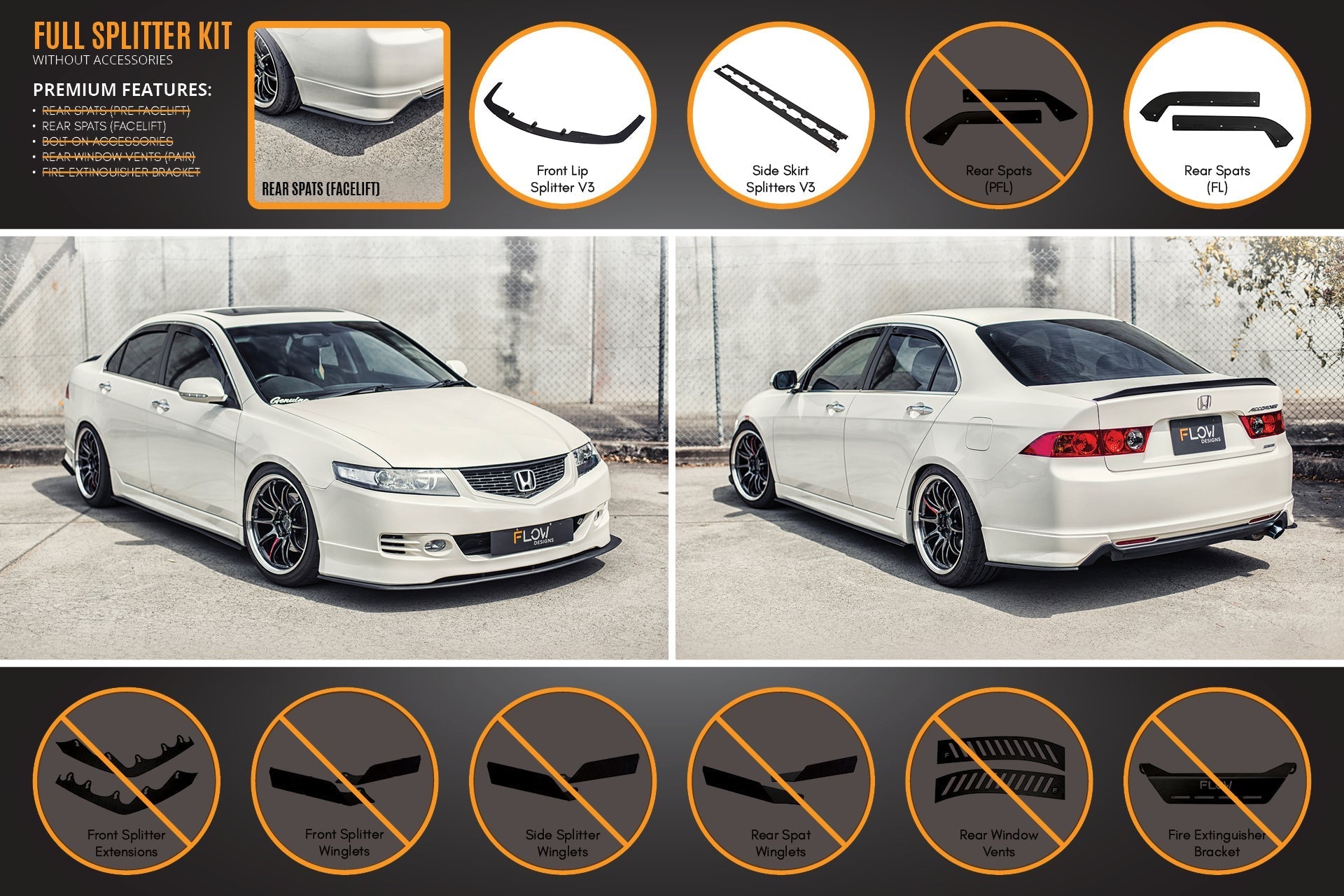 Honda Accord Euro CL7/CL9 Full Lip Splitter Set