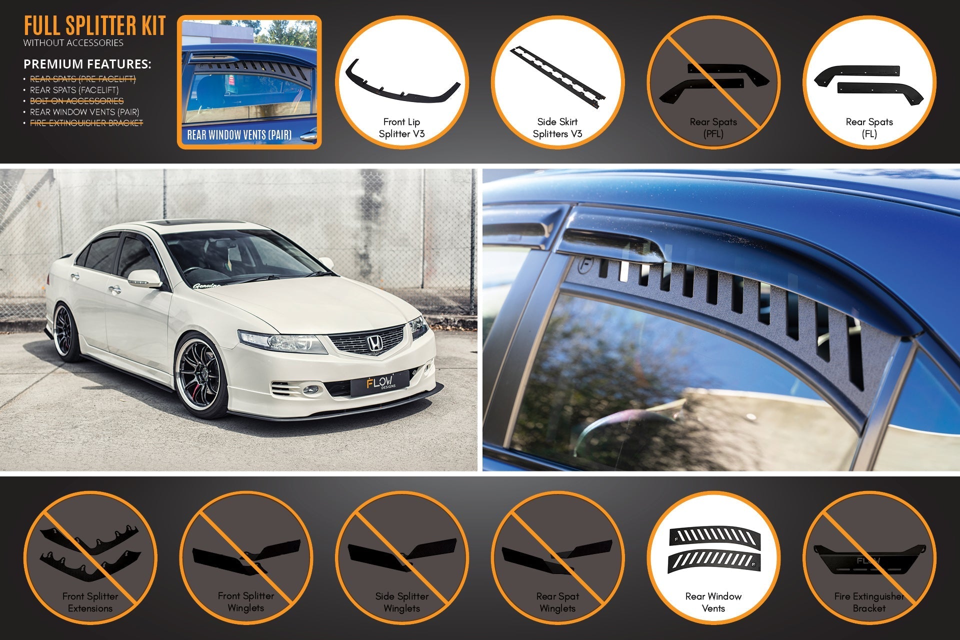 Honda Accord Euro FACELIFT CL7/CL9 Full Lip Splitter Set