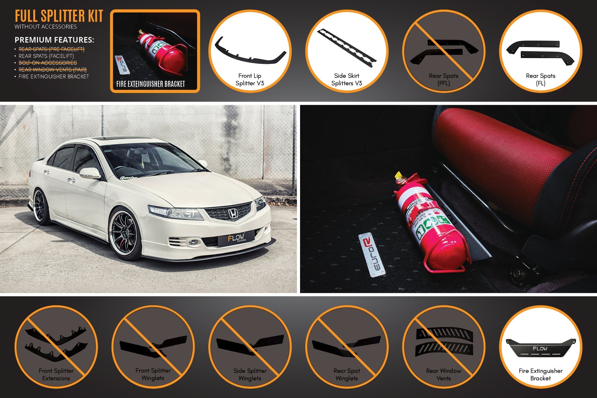 Honda Accord Euro FACELIFT CL7/CL9 Full Lip Splitter Set