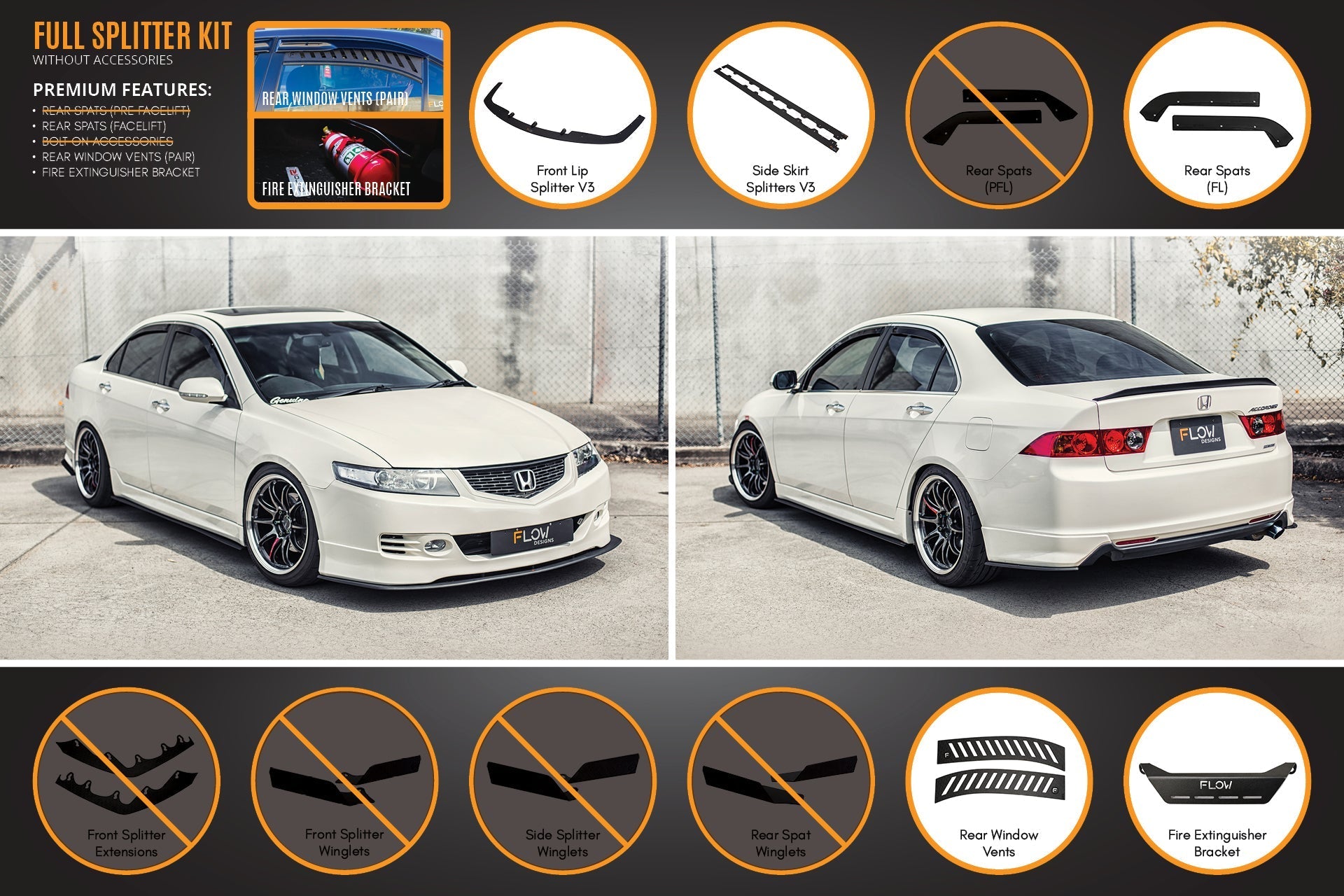 Honda Accord Euro FACELIFT CL7/CL9 Full Lip Splitter Set