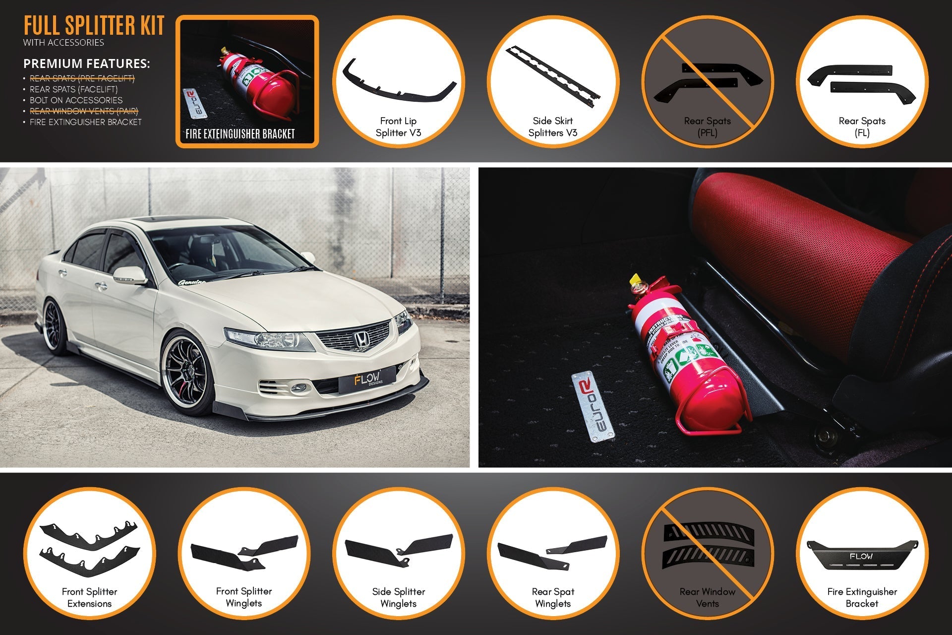 Honda Accord Euro FACELIFT CL7/CL9 Full Lip Splitter Set