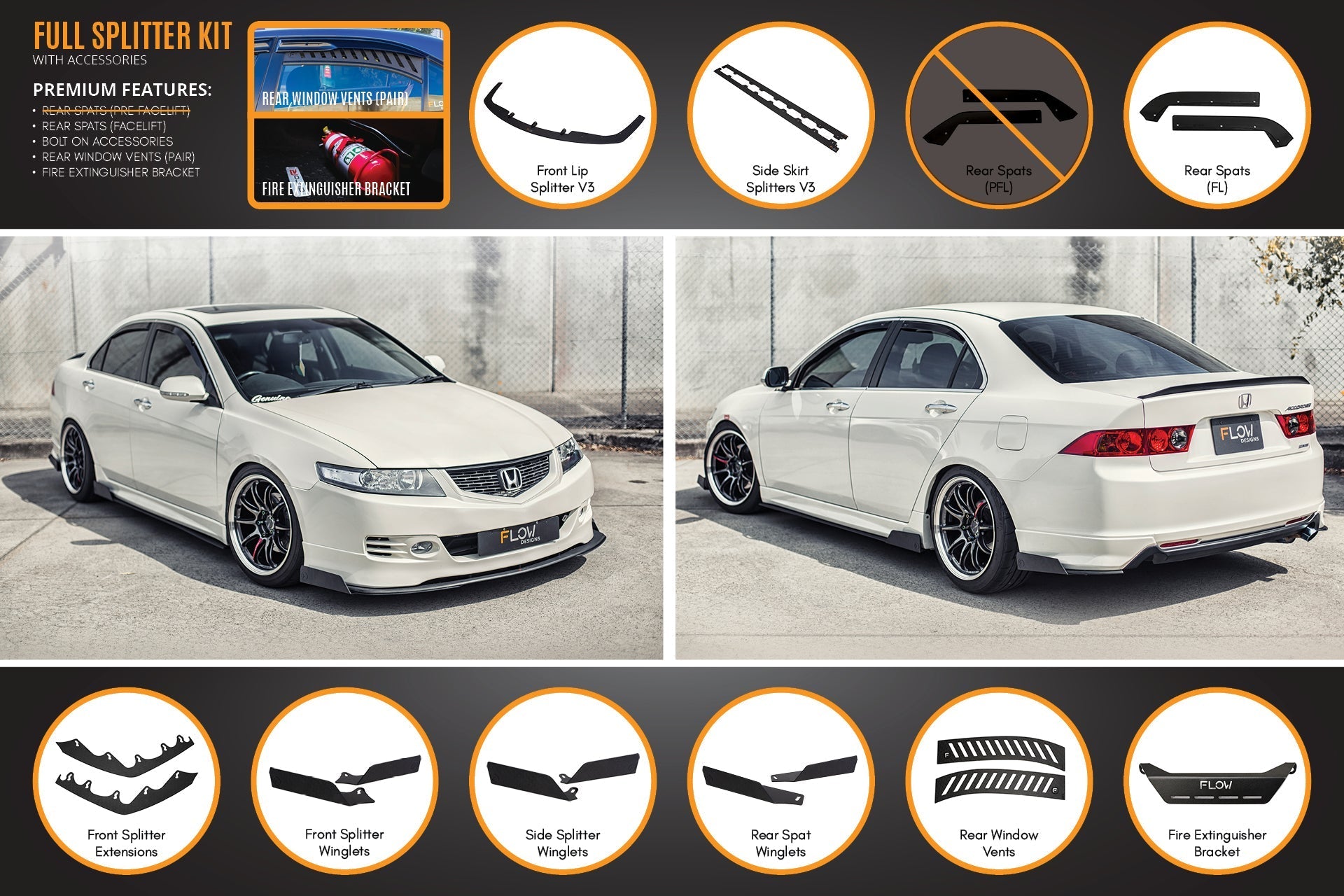 Honda Accord Euro FACELIFT CL7/CL9 Full Lip Splitter Set