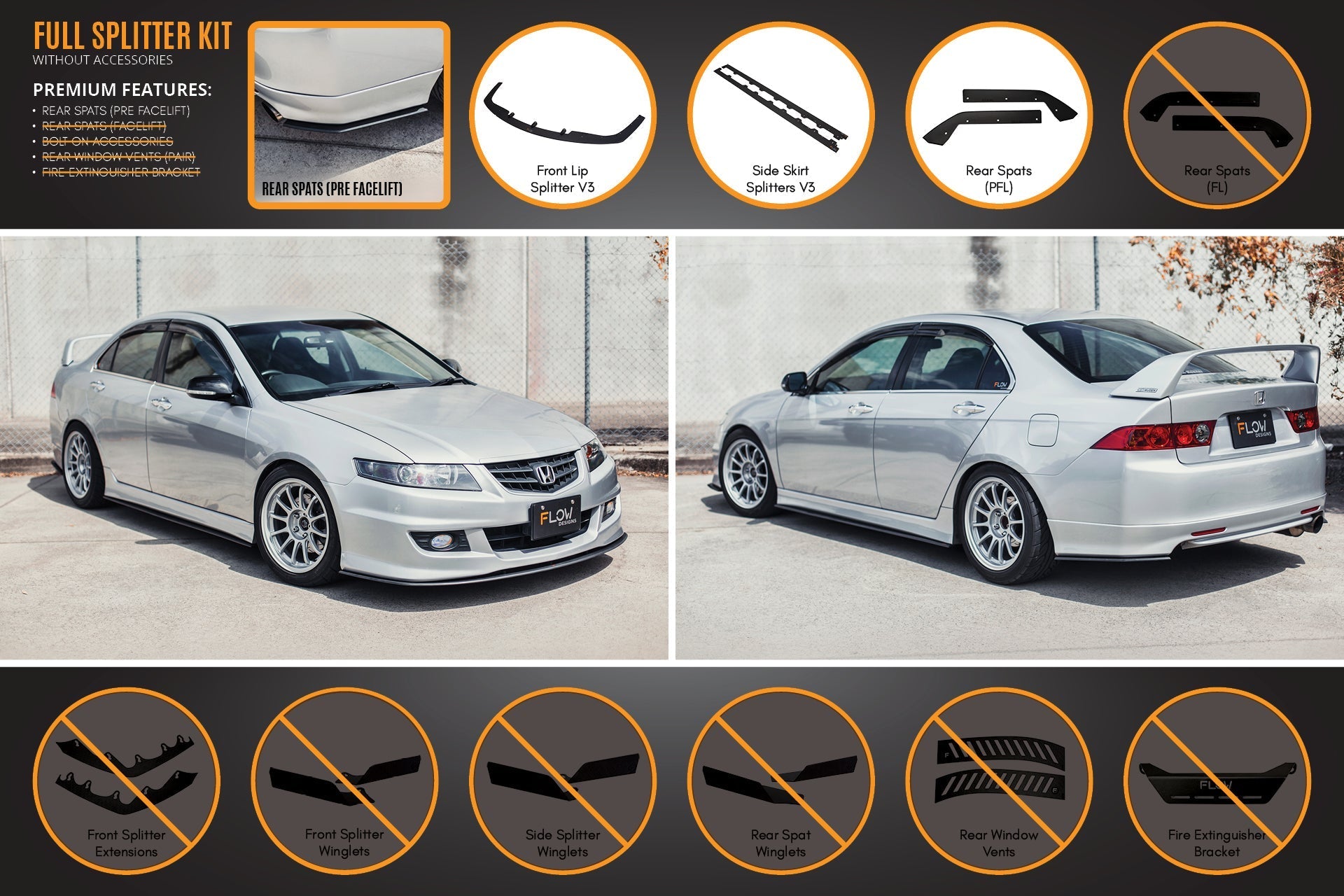 Honda Accord Euro FACELIFT CL7/CL9 Full Lip Splitter Set