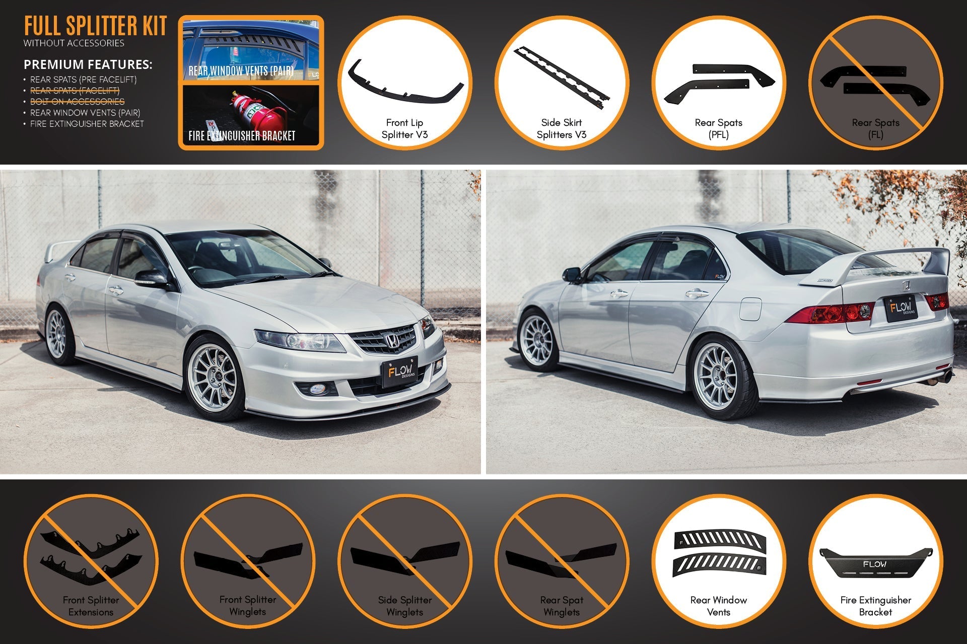 Honda Accord Euro PRE-FACELIFT CL7/CL9 Full Lip Splitter Set